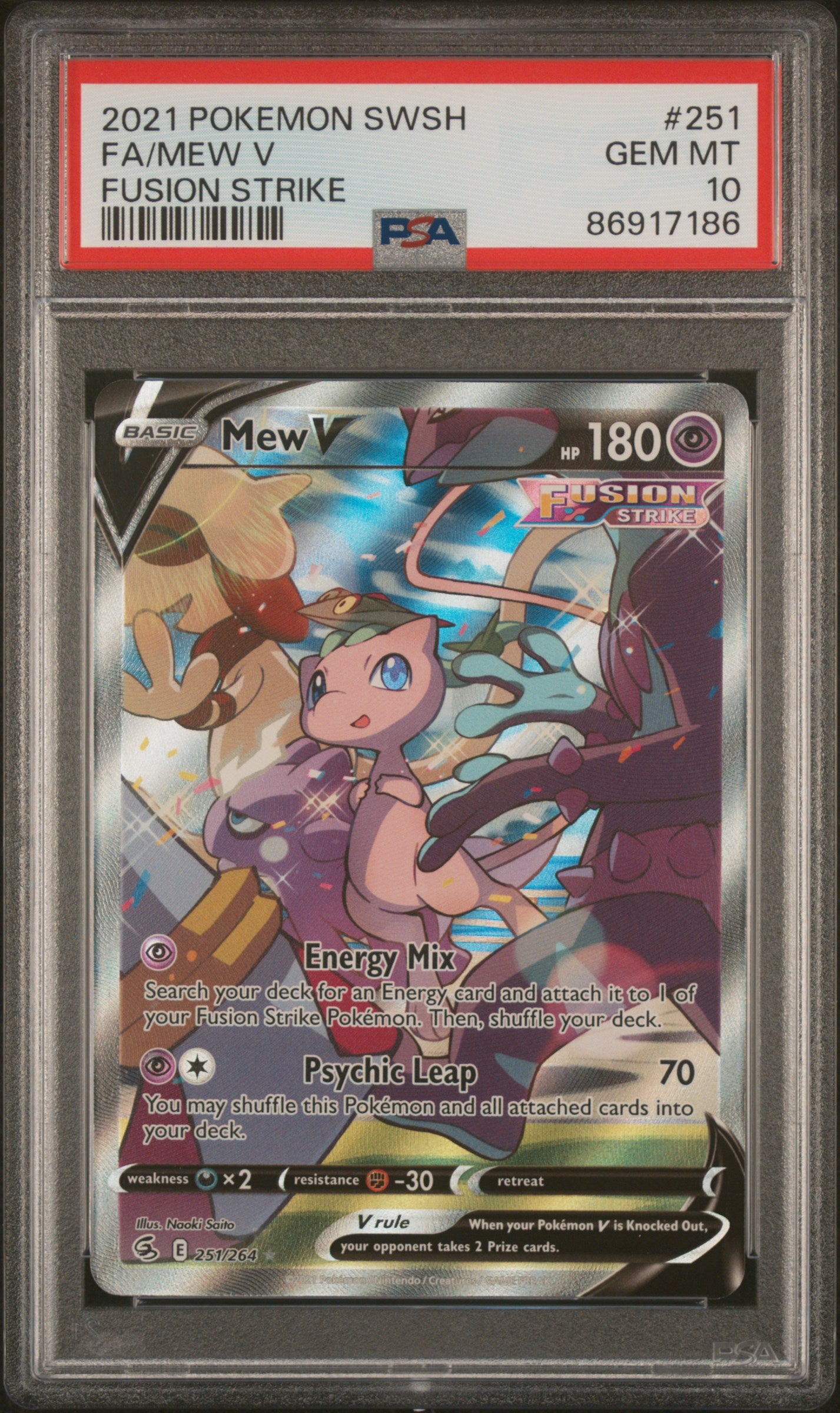 Fa/Mew V 251 2021 Pokemon Sword & Shield Fusion Strike PSA 10 86917186