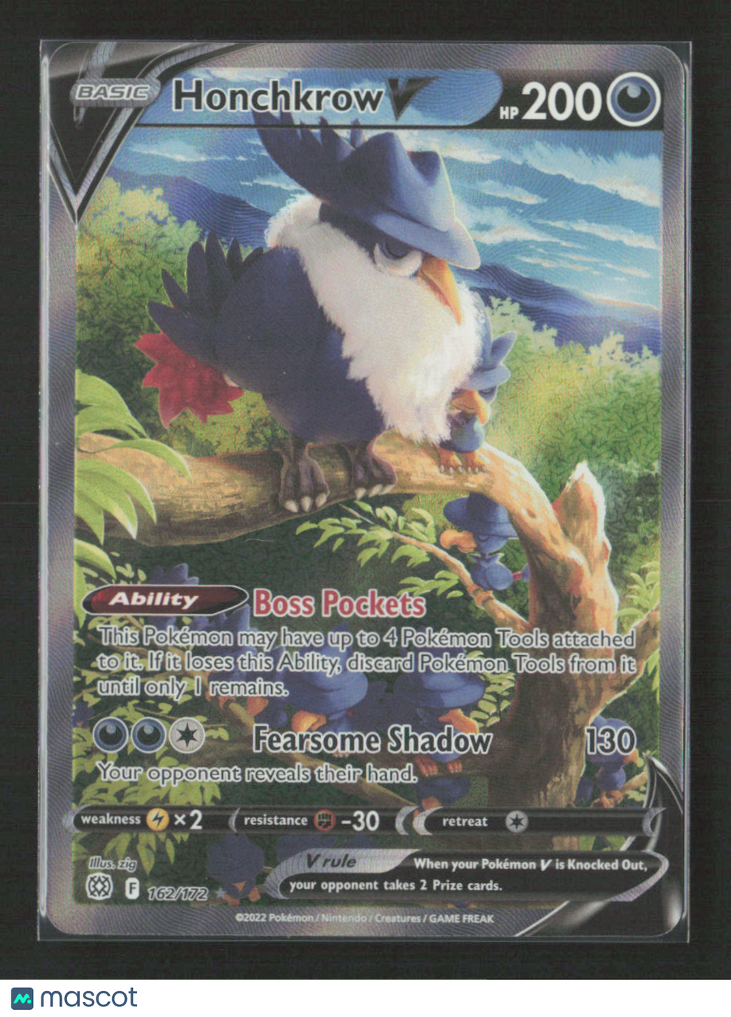 2022 Pokemon Honchkrow V (Alternate Full Art) #162/172 Ultra Rare