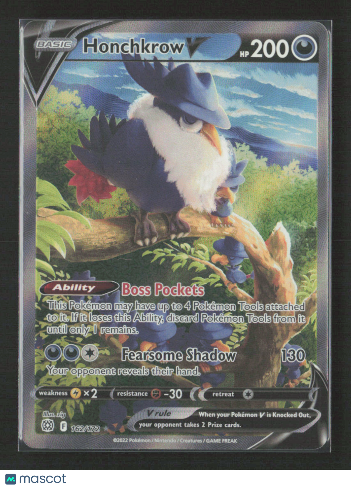 2022 Pokemon Honchkrow V (Alternate Full Art) #162/172 Ultra Rare