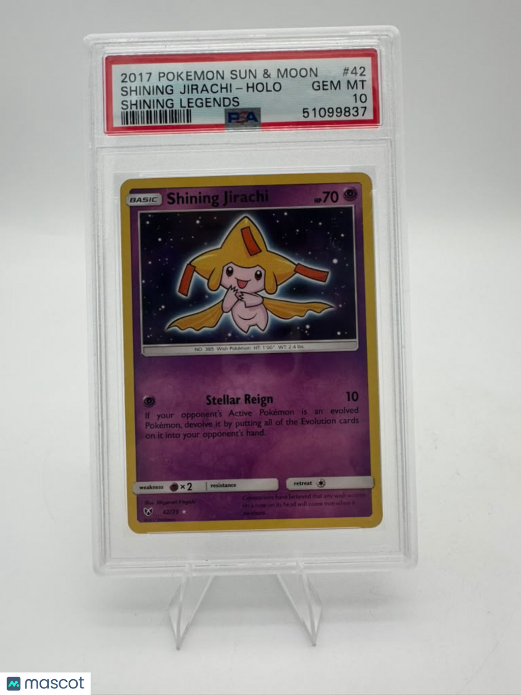 2017 Pokemon Sun & Moon Shining Legends Shining Jirachi #42 Shining Legends PSA 10