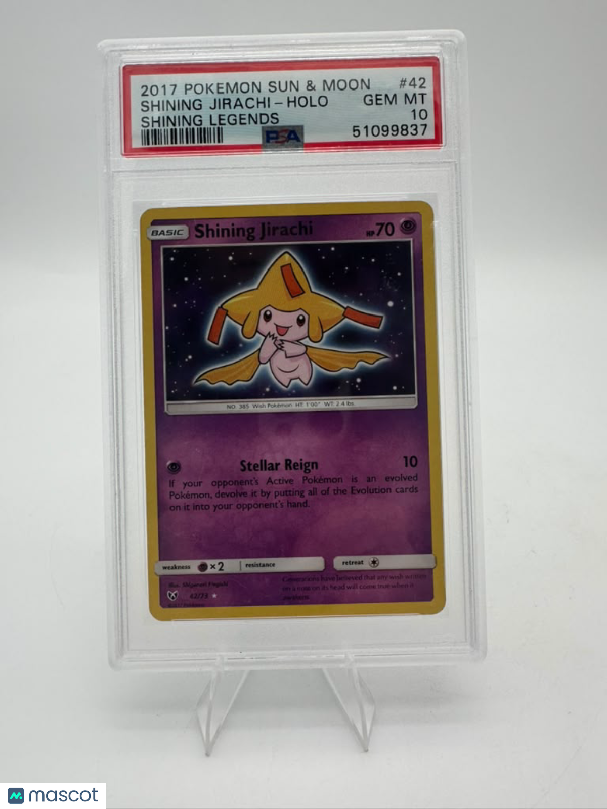 2017 Pokemon Sun & Moon Shining Legends Shining Jirachi #42 Shining Legends PSA 10
