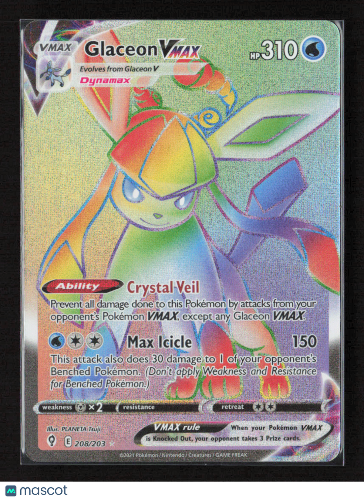 2021 Pokemon Glaceon VMAX (Secret) #208/203 Secret Rare