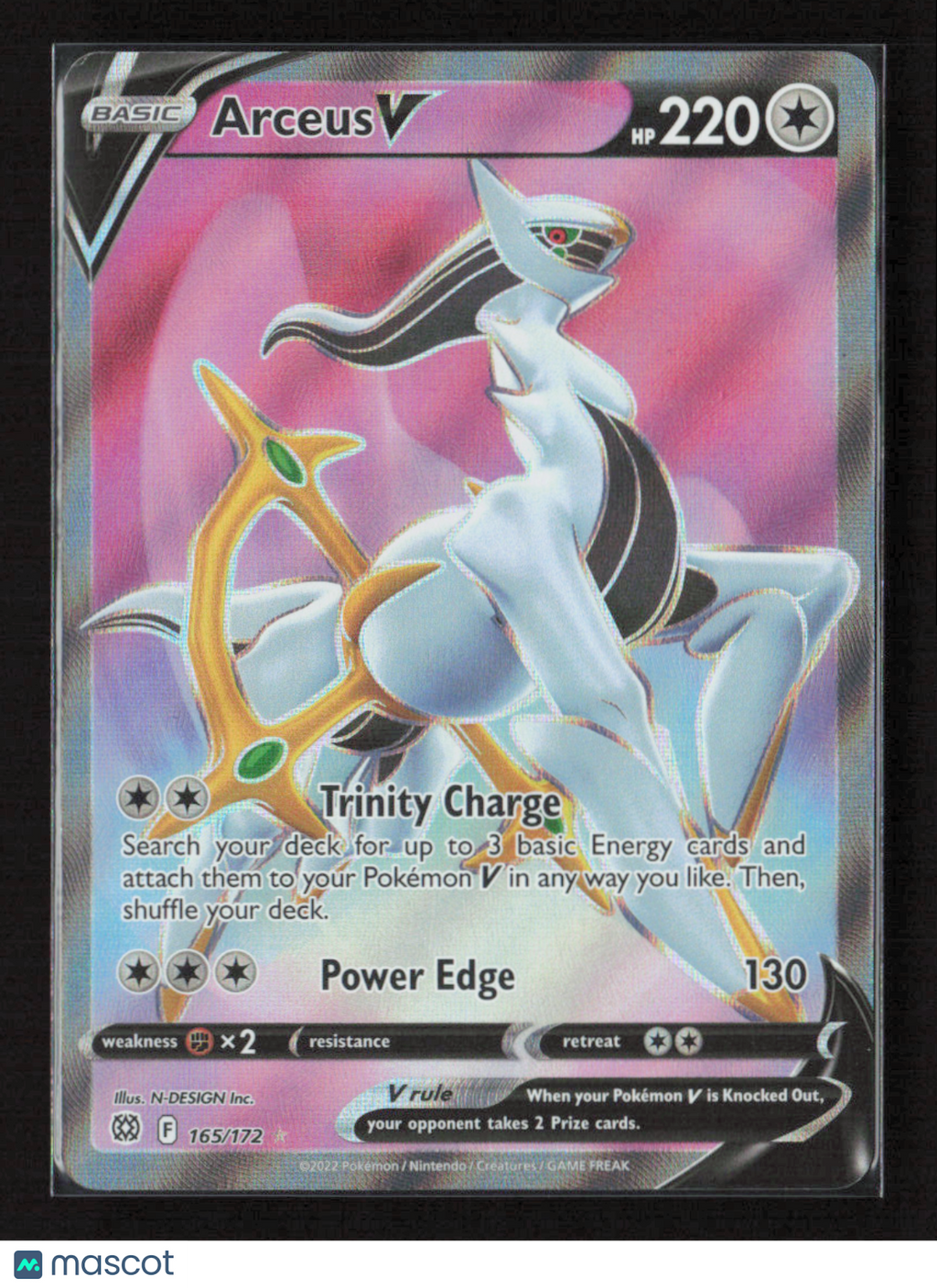 2022 Pokemon Arceus V (Full Art) #165/172 Ultra Rare