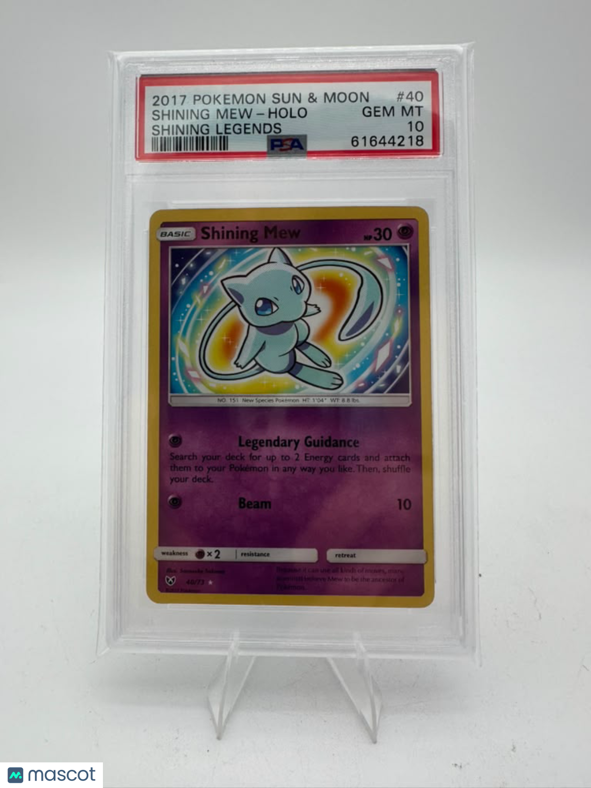 2017 Pokemon Sun & Moon Shining Legends Shining Mew #40 Shining Legends PSA 10