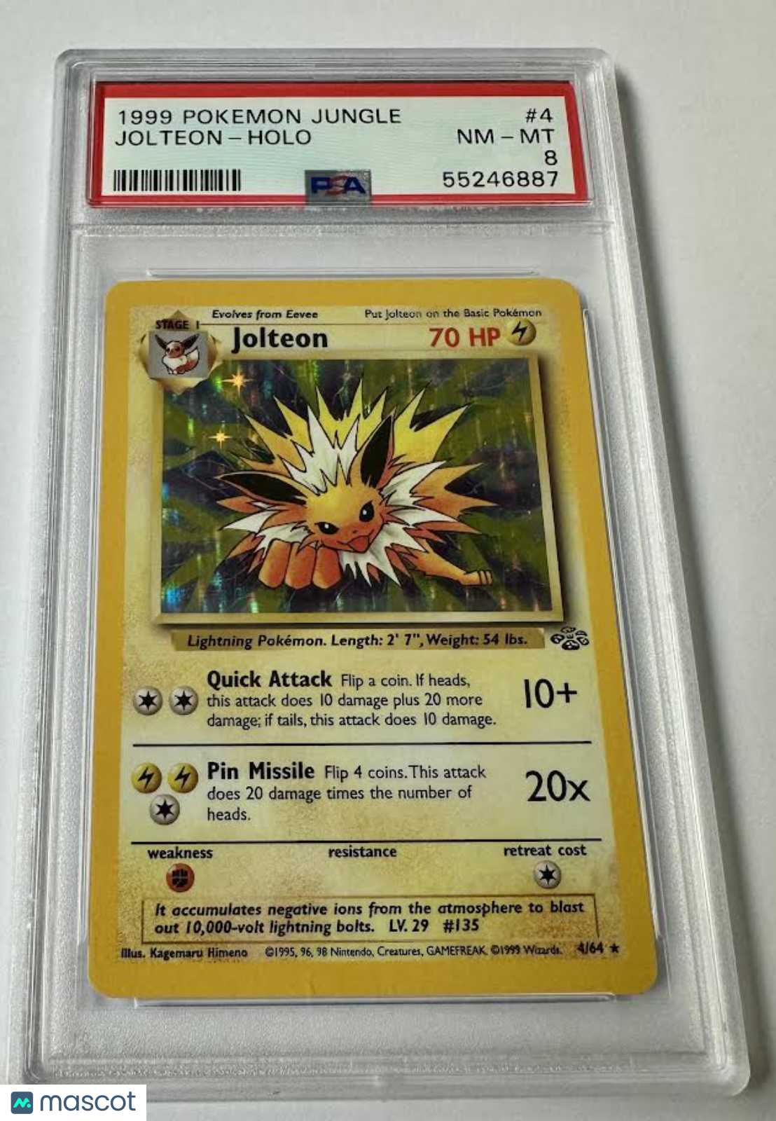 1999 Pokemon Jungle Jolteon #4 PSA 8