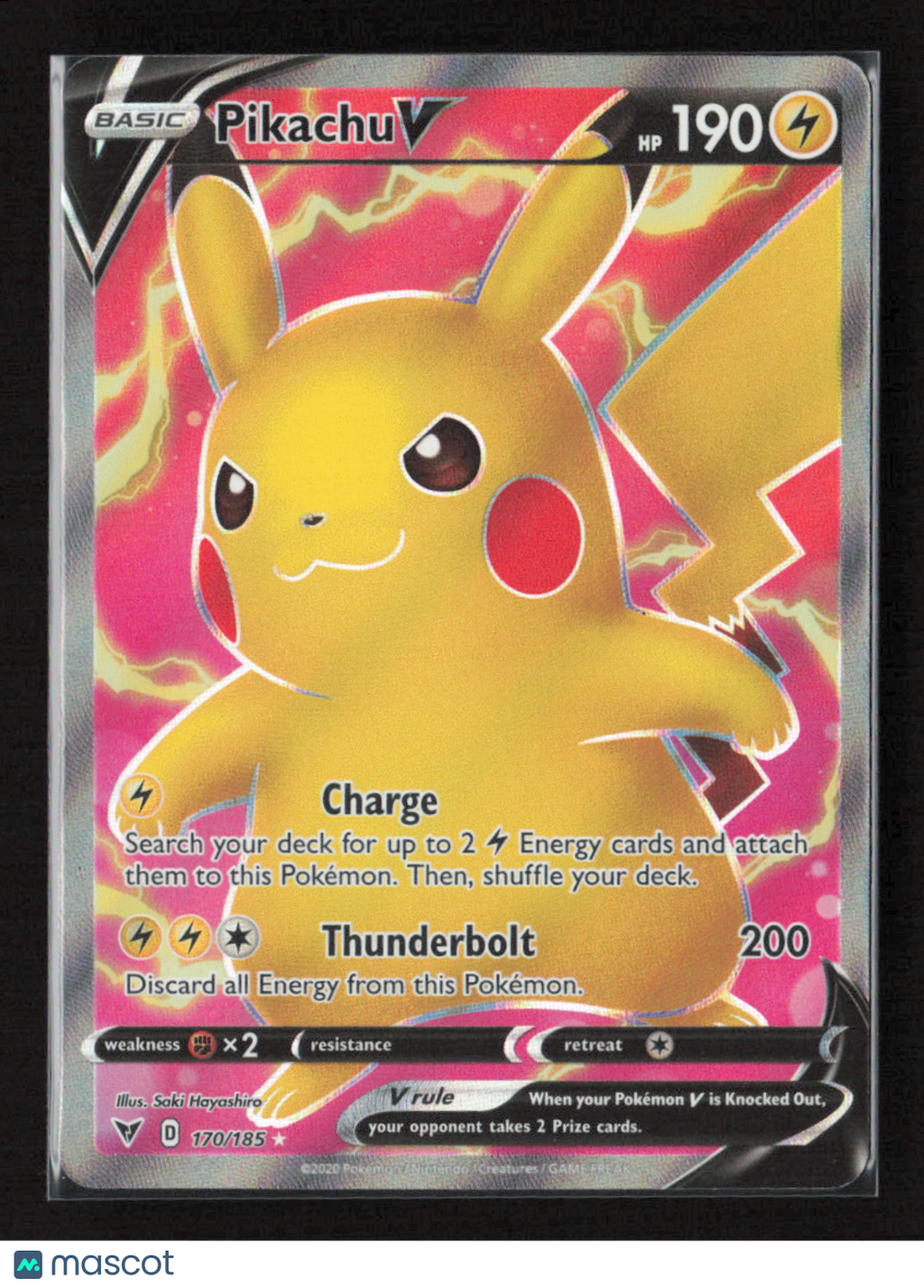 2020 Pokemon Pikachu V (Full Art) #170/185 Ultra Rare