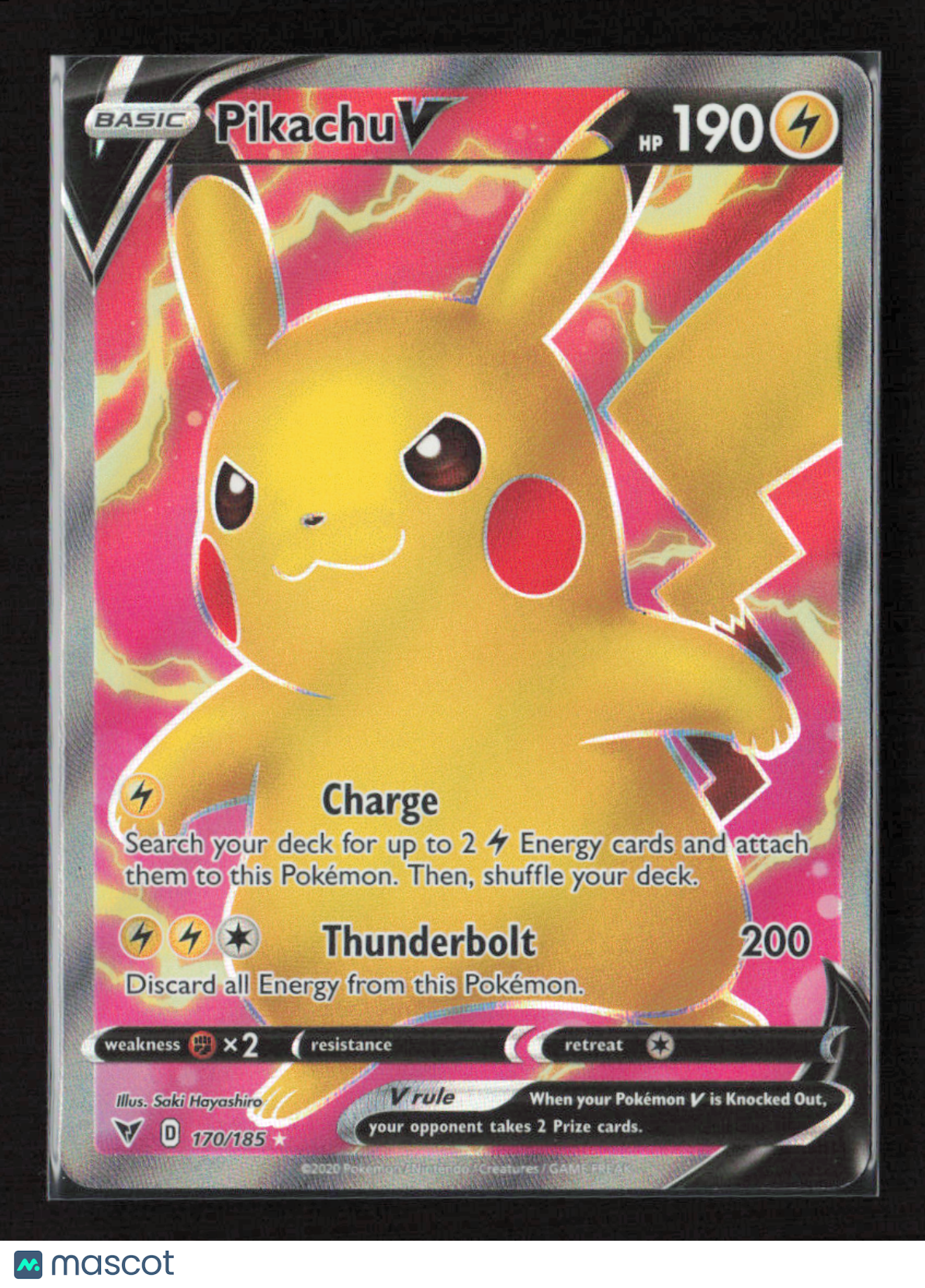 2020 Pokemon Pikachu V (Full Art) #170/185 Ultra Rare