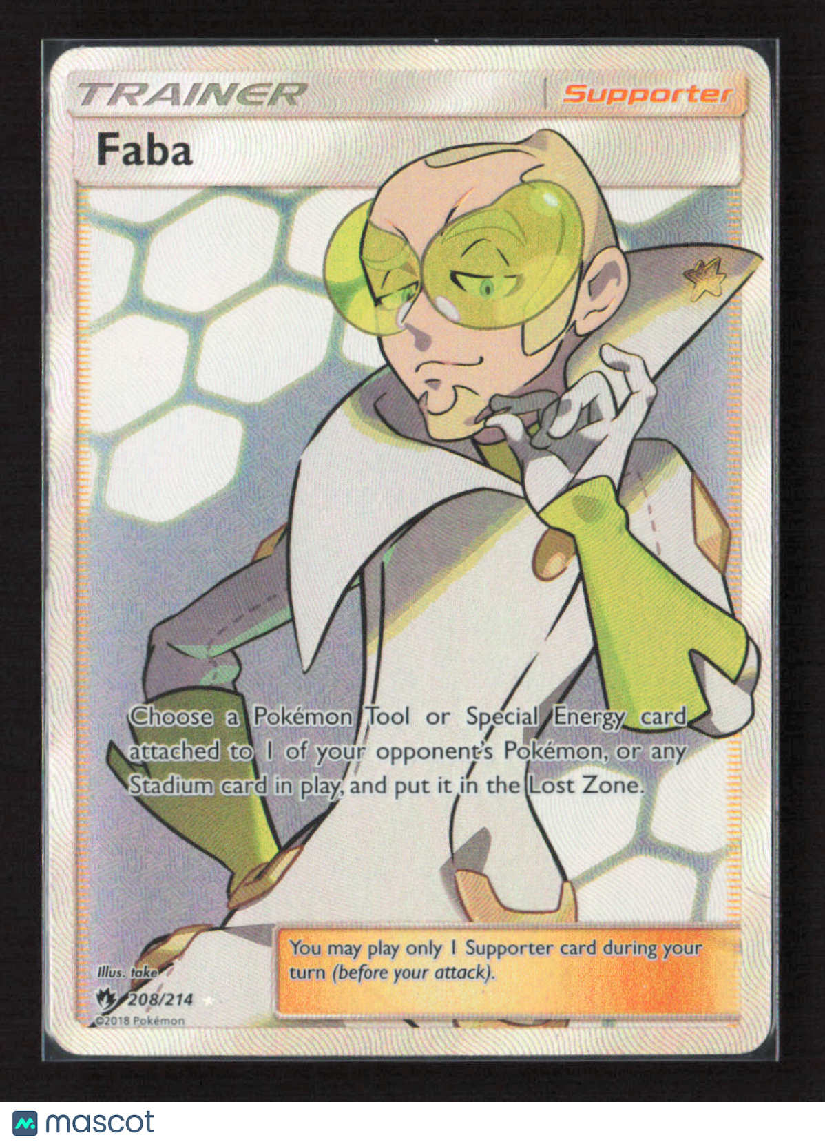 2018 Pokemon Faba (Full Art) #208/214 Ultra Rare