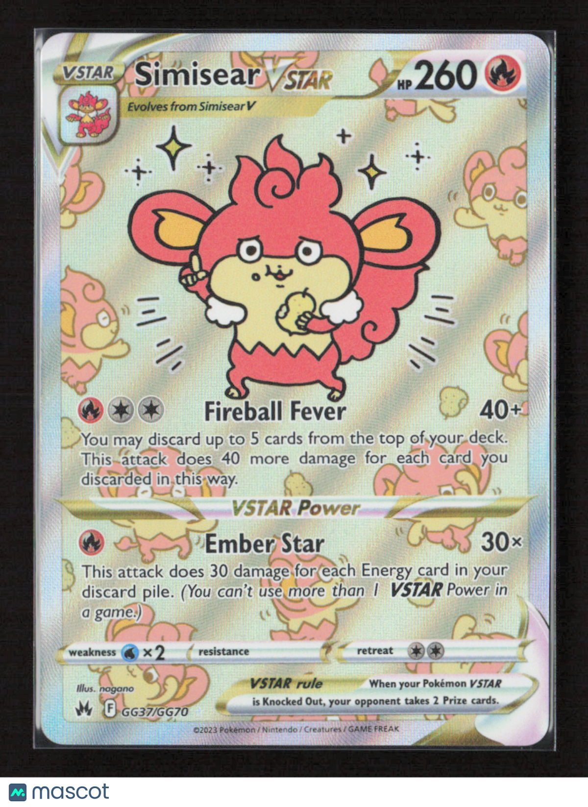 2023 Pokemon Simisear VSTAR #GG37/GG70 Ultra Rare