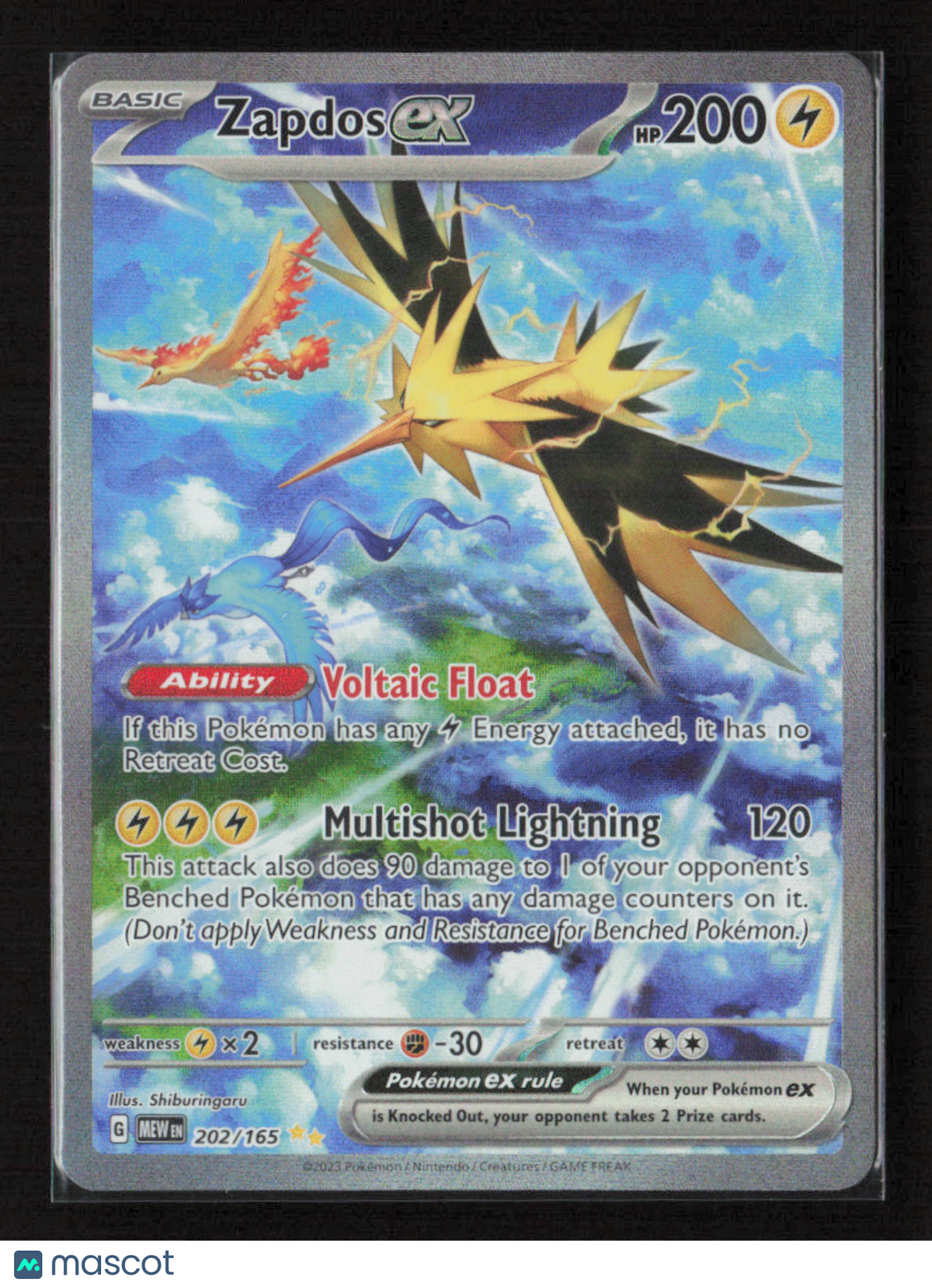 2023 Pokemon Zapdos ex - 202/165 #202/165 Special Illustration Rare