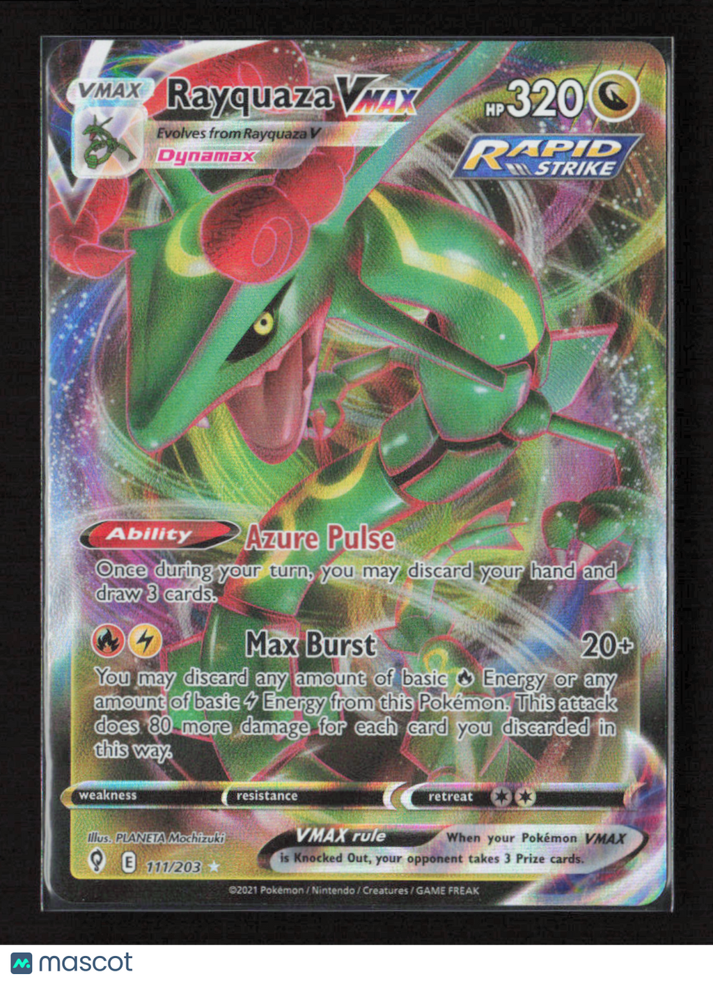 2021 Pokemon Rayquaza VMAX #111/203 Ultra Rare