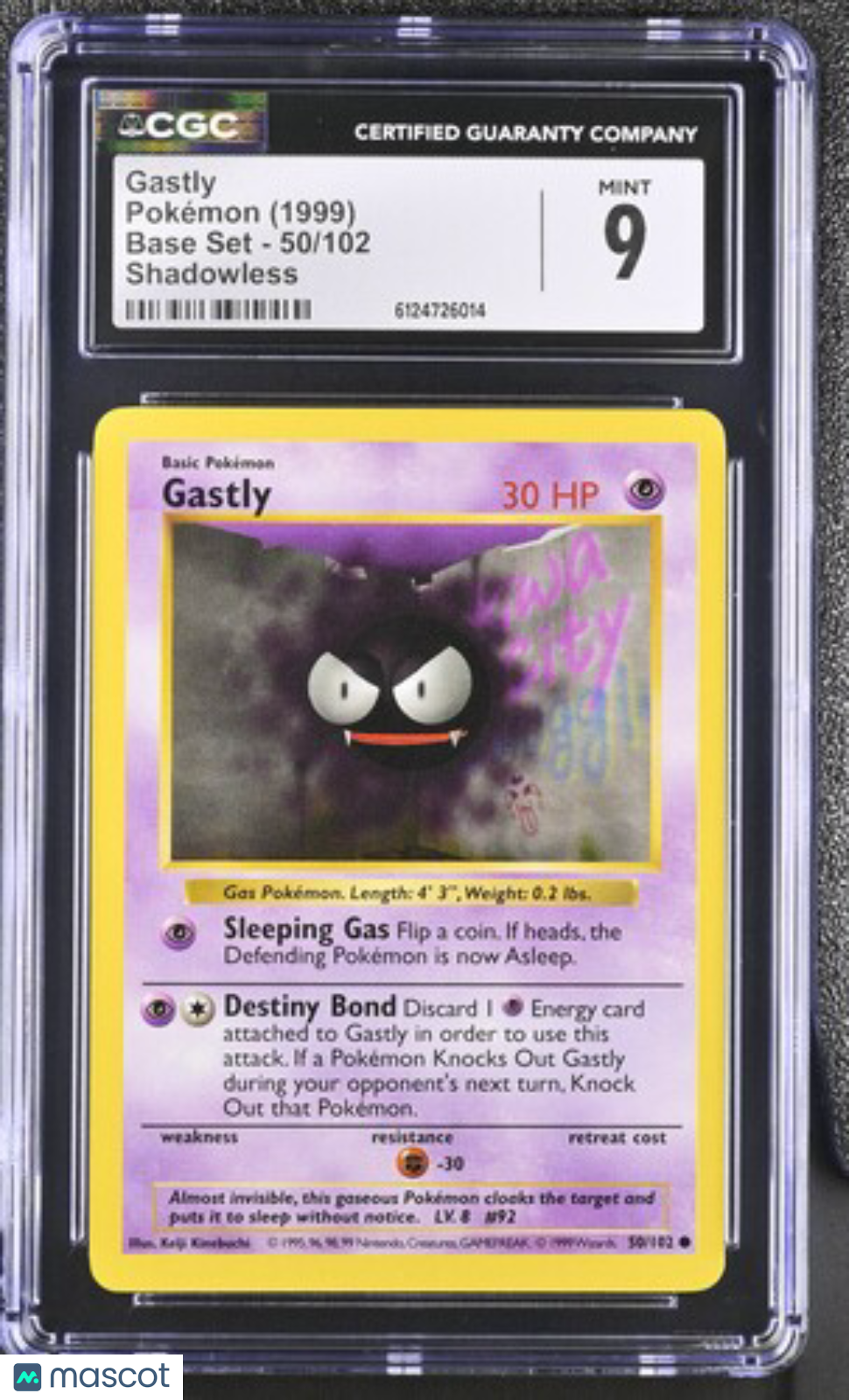 1999 Pokemon Gastly #50/102 CGC 9