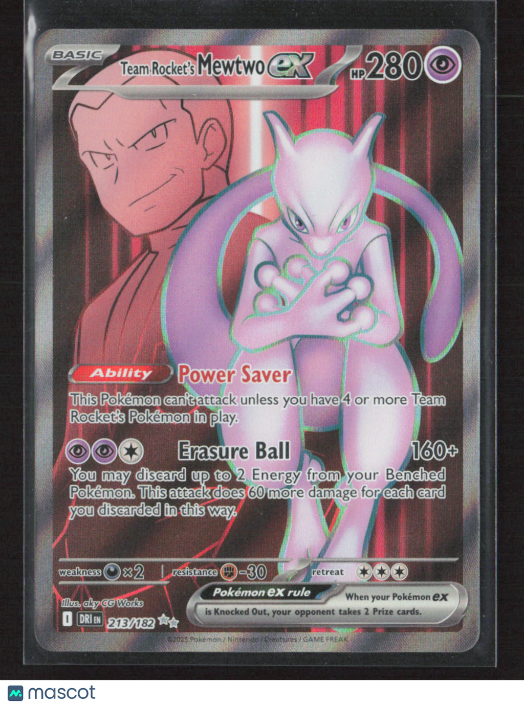 2025 Pokemon Team Rocket's Mewtwo ex - 213/182 #213/182 Ultra Rare