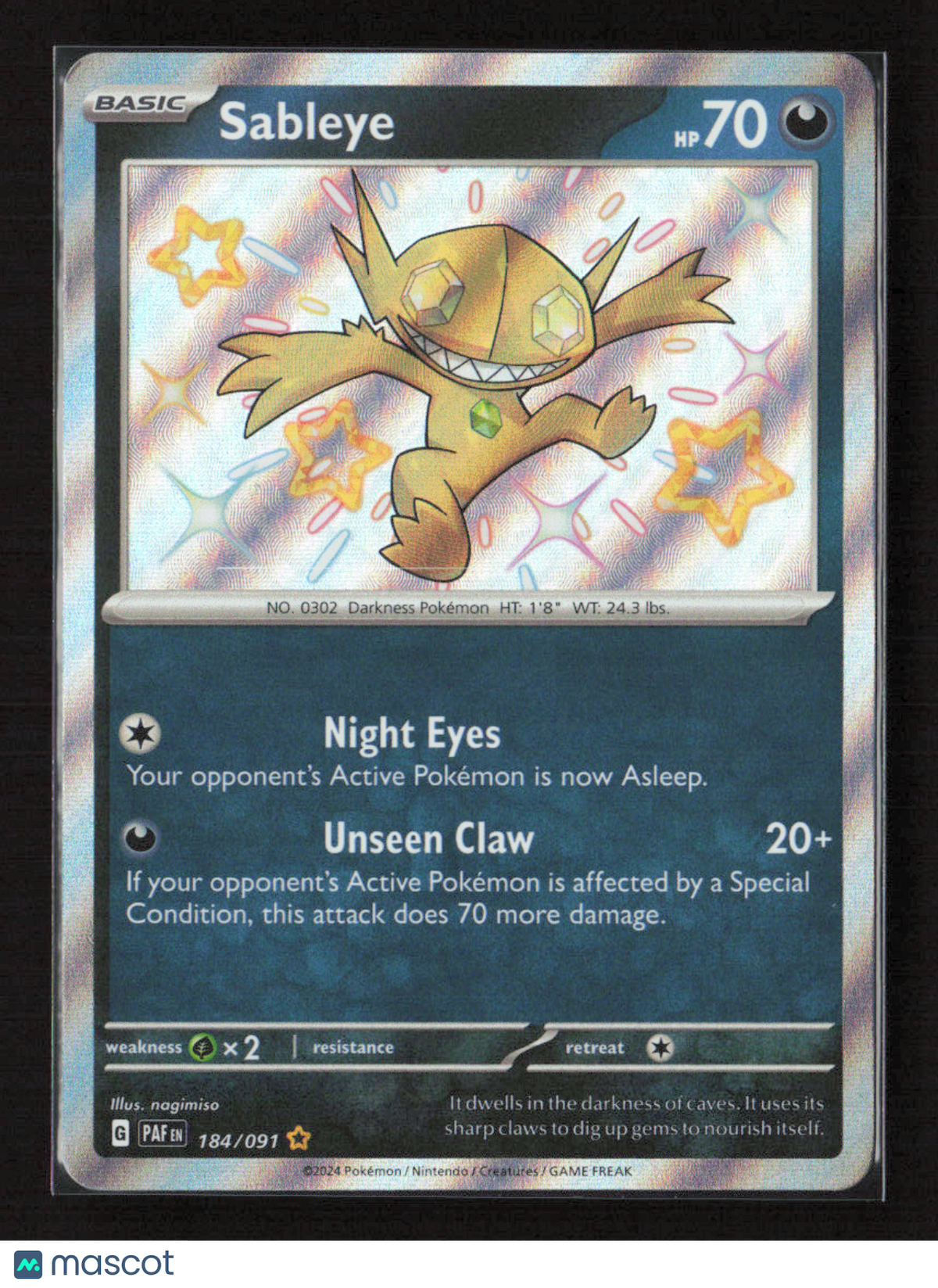 2024 Pokemon Sableye #184/091 Shiny Rare