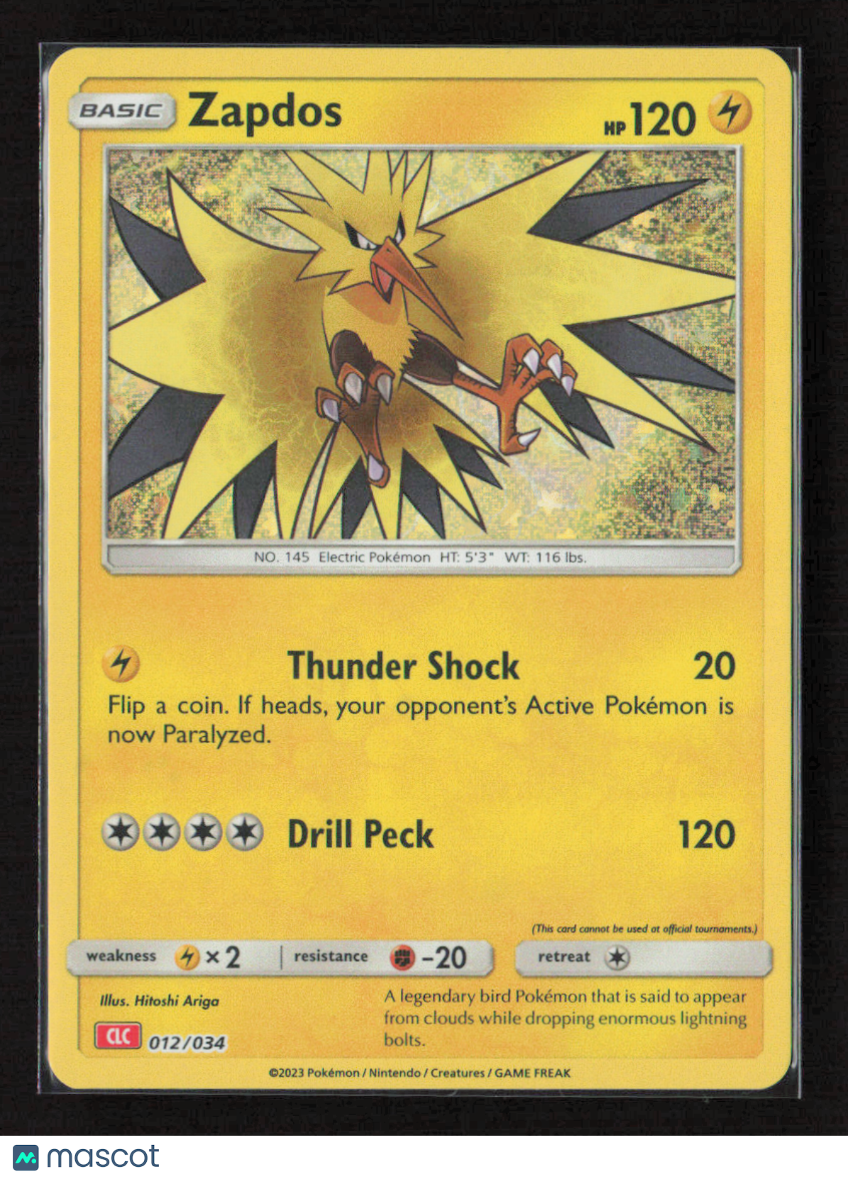 2023 Pokemon Zapdos #012/034 Classic Collection