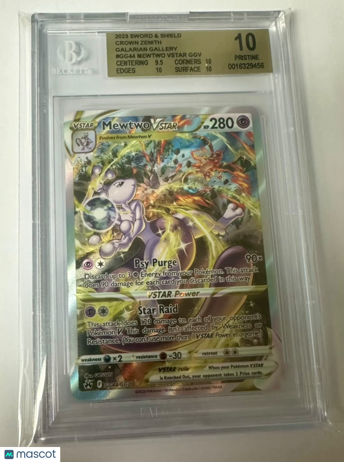 2023 SWSH Crown Zenith Galarian Gallery Mewtwo VStar BGS Pristine 10 #GG44/GG70