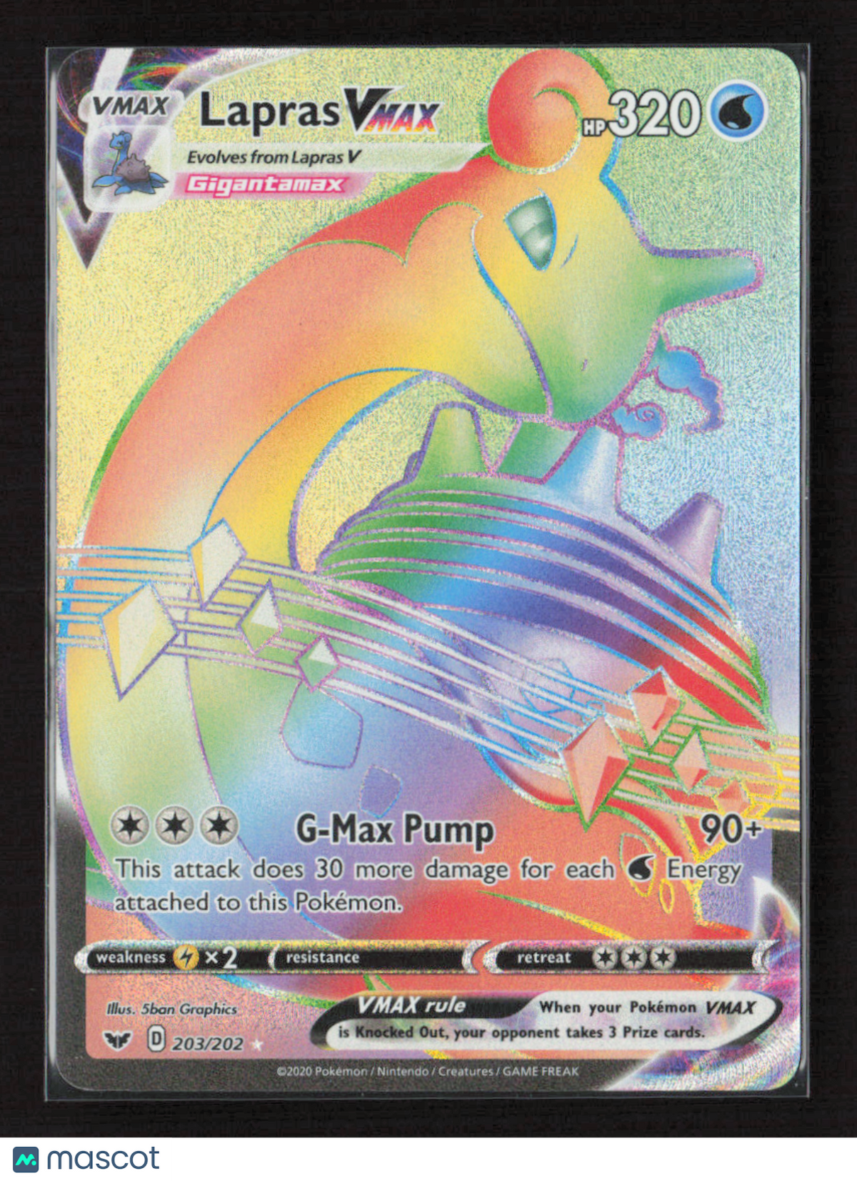 2020 Pokemon Lapras VMAX (Secret) #203/202 Secret Rare