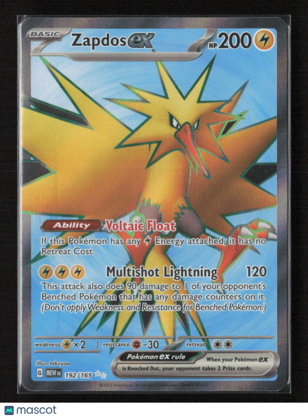2023 Pokemon Zapdos ex - 192/165 #192/165 Ultra Rare