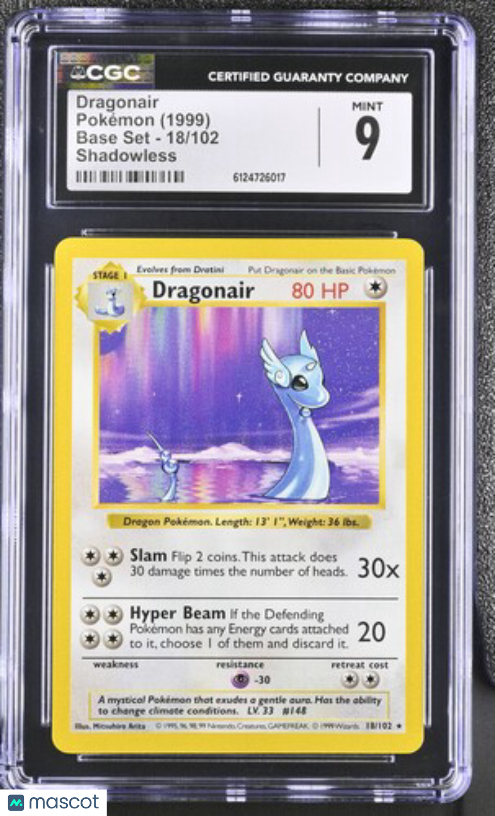 1999 Pokemon Dragonair #18/102 CGC 9