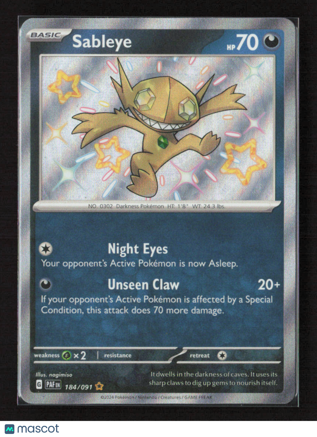 2024 Pokemon Sableye #184/091 Shiny Rare