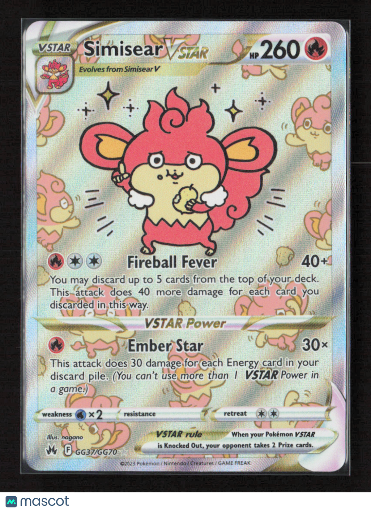 2023 Pokemon Simisear VSTAR #GG37/GG70 Ultra Rare