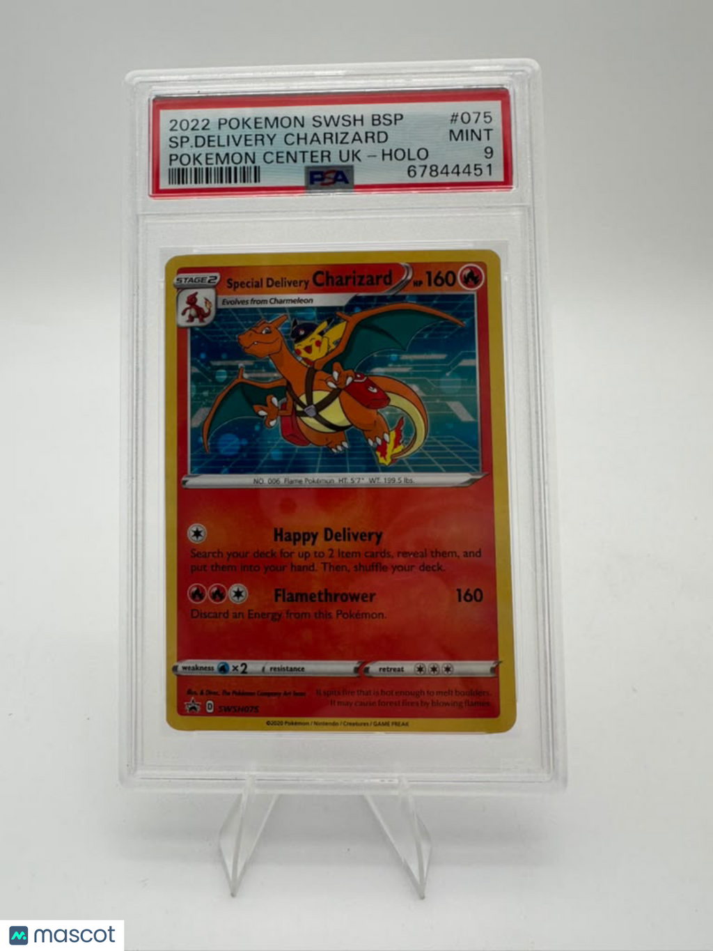 2022 Pokemon Swsh Black Star Promo SP. Delivery Charizard #075 Pokemon Center Uk-Holo PSA 9