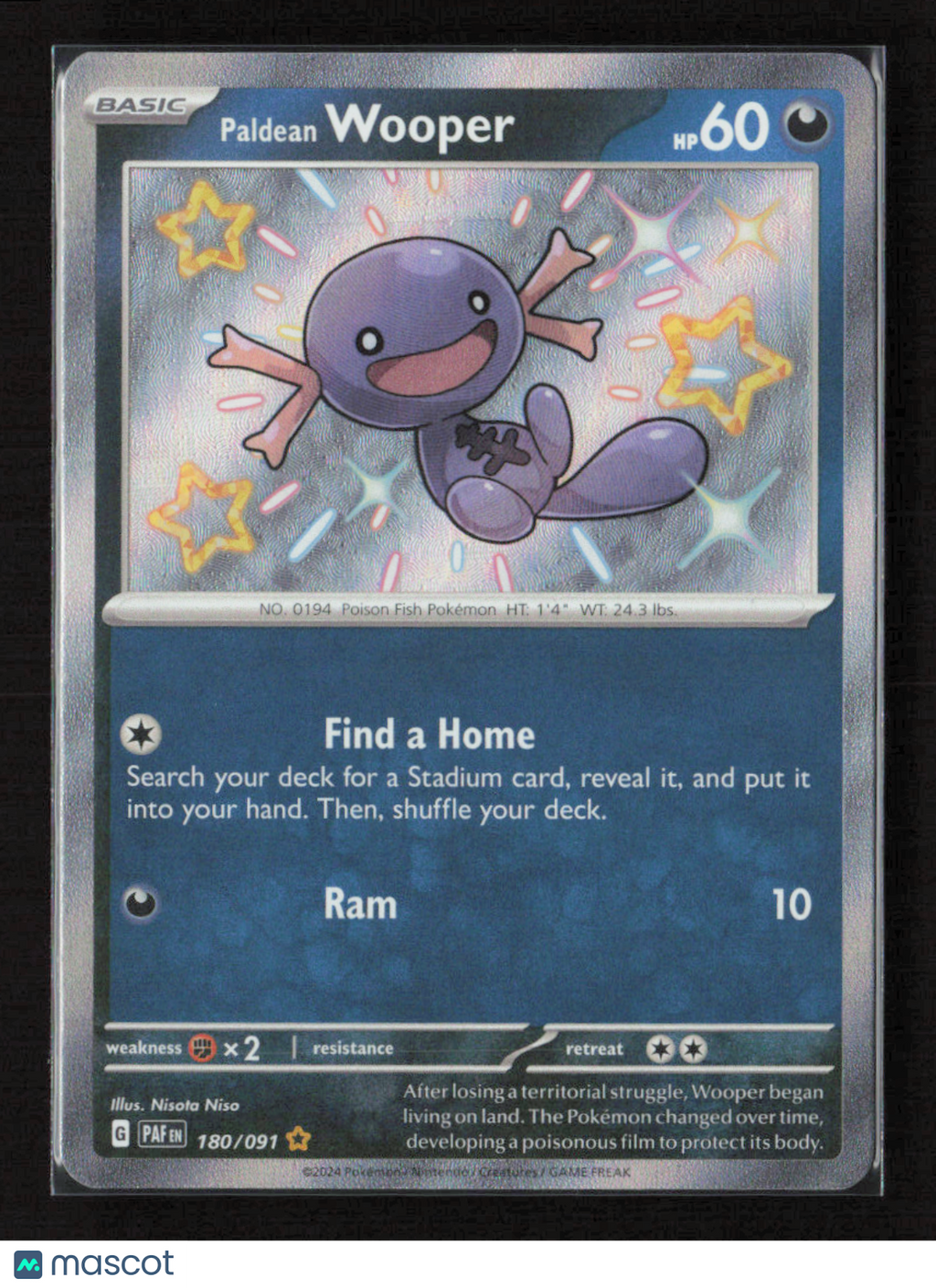 2024 Pokemon Paldean Wooper - 180/091 #180/091 Shiny Rare
