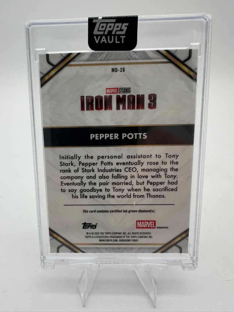 2026 Topps Marvel Vault Pepper Potts #MD-28 Diamond 02/50