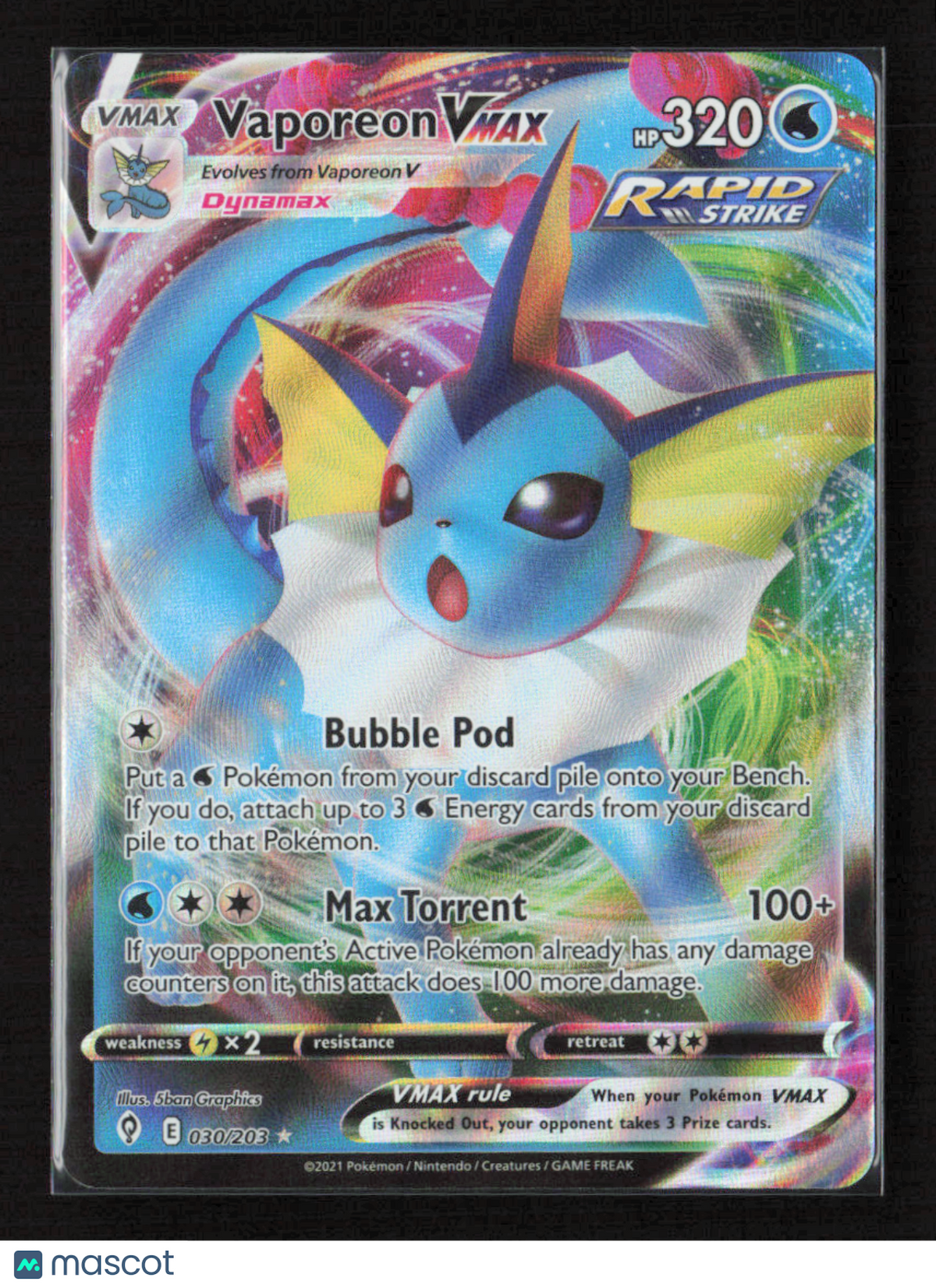2021 Pokemon Vaporeon VMAX - 030/203 #030/203 Ultra Rare
