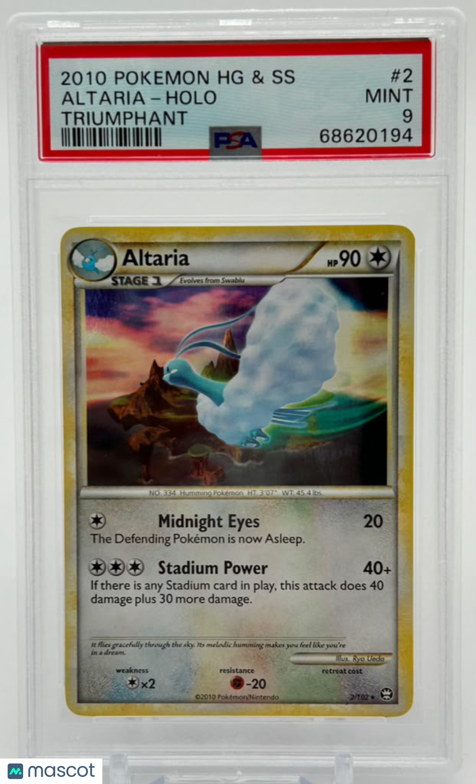 2010 Pokemon Heartgold & Soulsilver Triumphant Altaria #2 Triumphant PSA 9