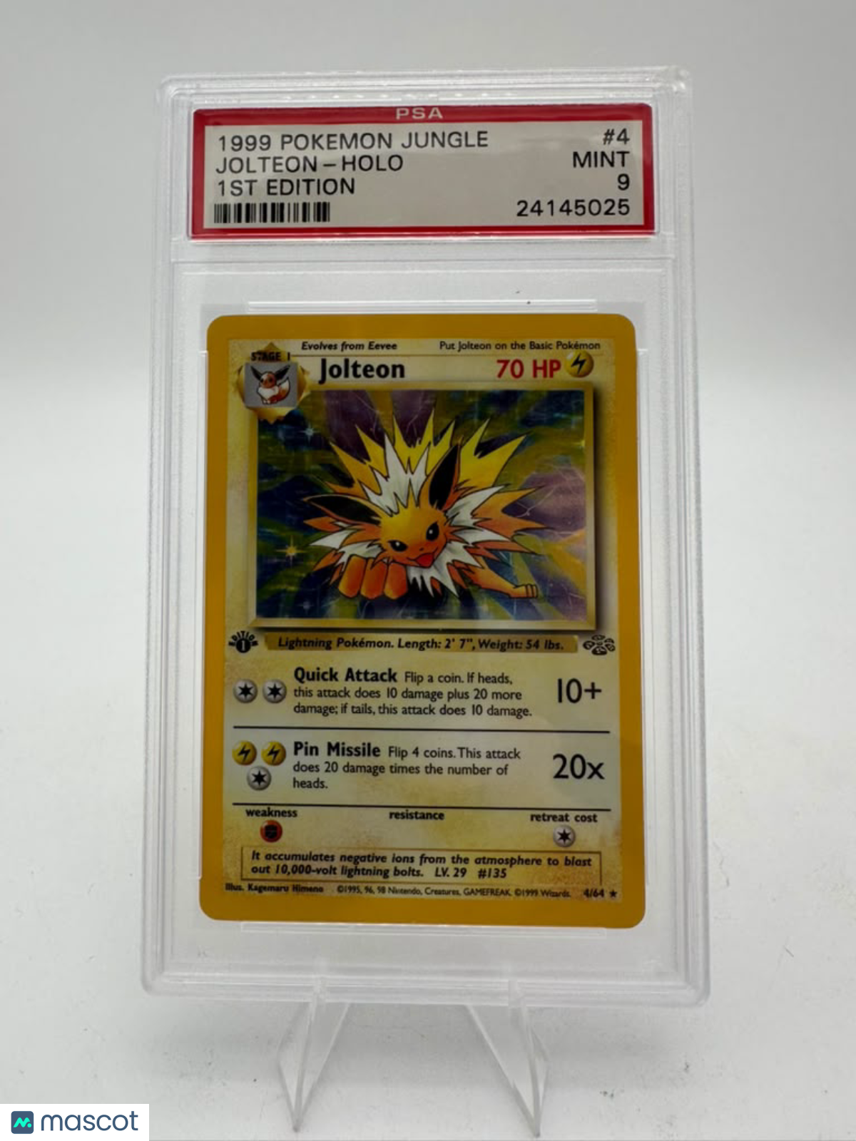 1999 Pokemon Jungle Jolteon #4 1st Edition PSA 9