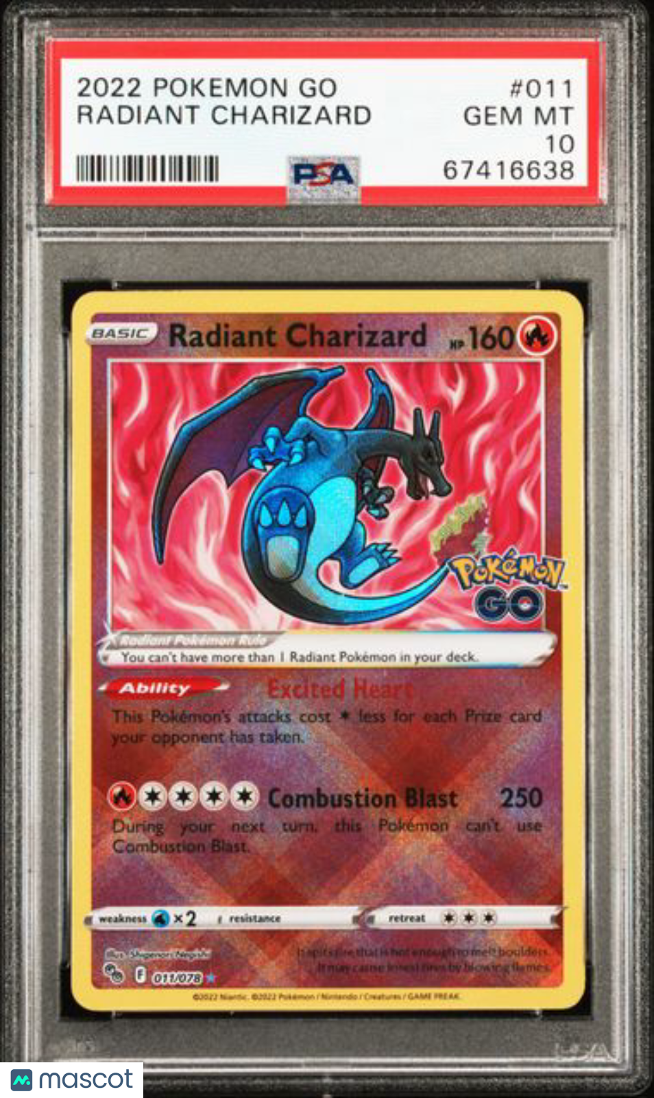 2022 Pokemon Go Radiant Charizard #011 PSA 10