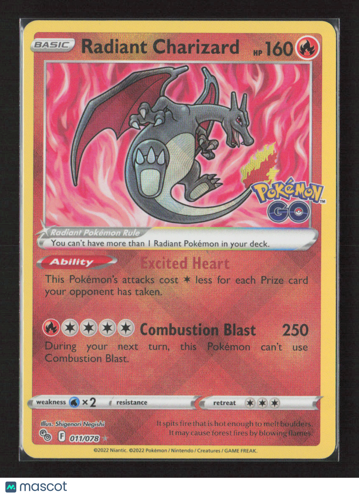 2022 Pokemon Radiant Charizard #011/078 Radiant Rare