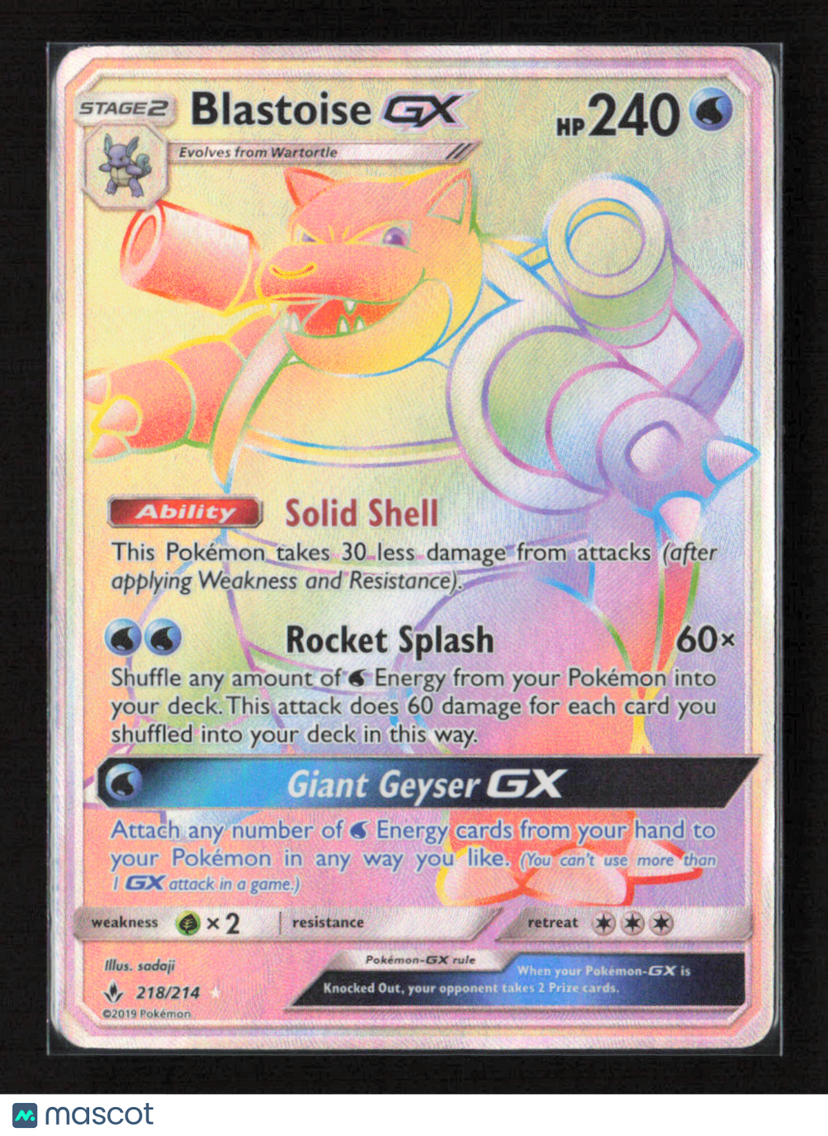 2019 Pokemon Blastoise GX (Secret) #218/214 Secret Rare