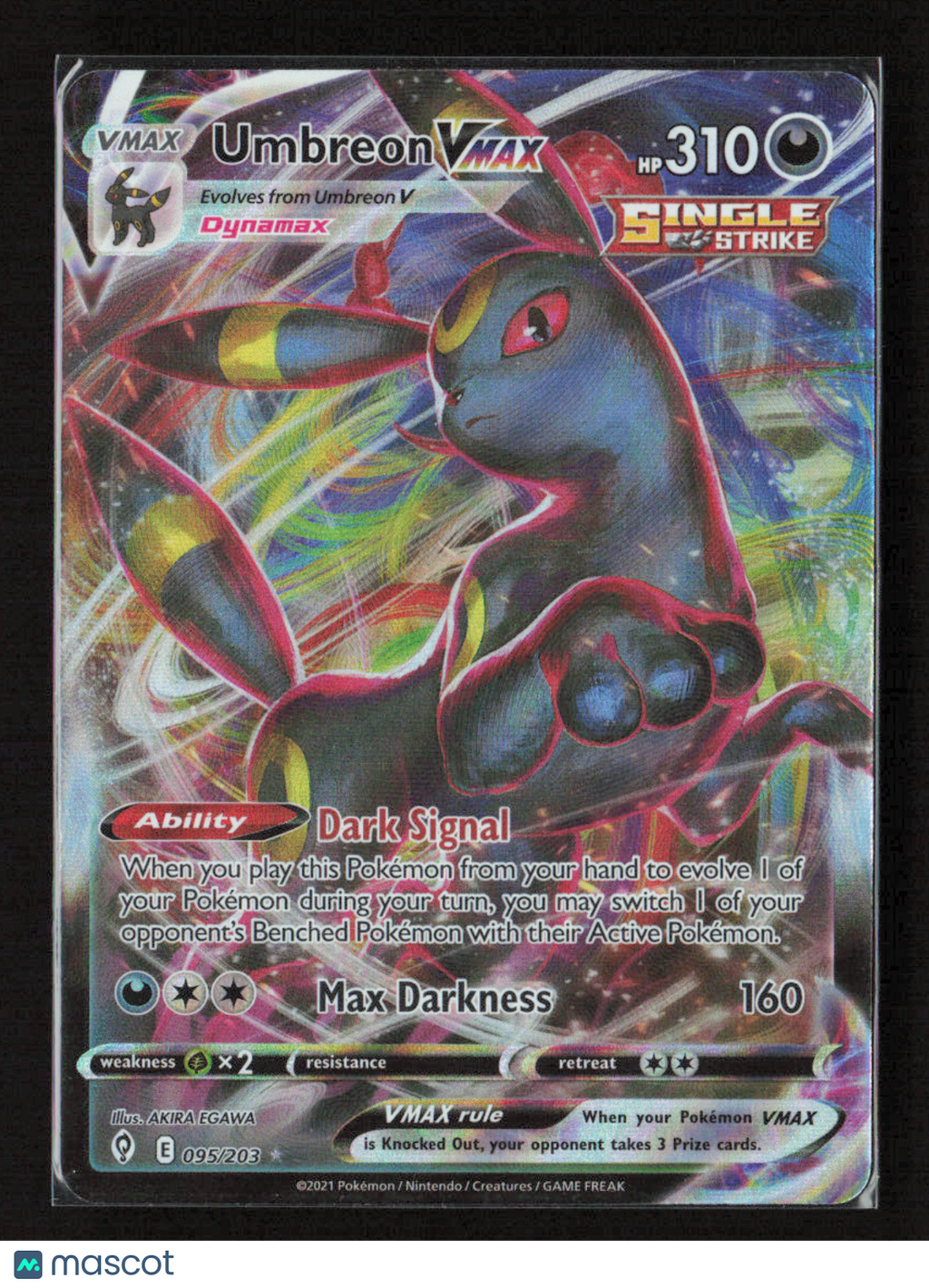 2021 Pokemon Umbreon VMAX #095/203 Ultra Rare