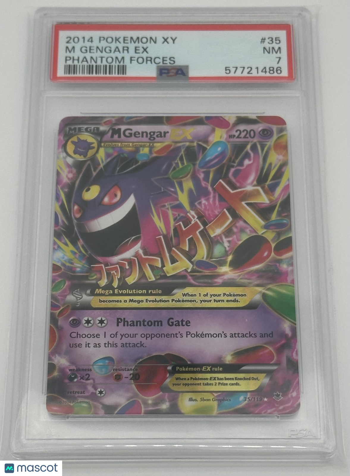 2014 Pokemon Xy Phantom Forces M Gengar EX #35 Phantom Forces PSA 7