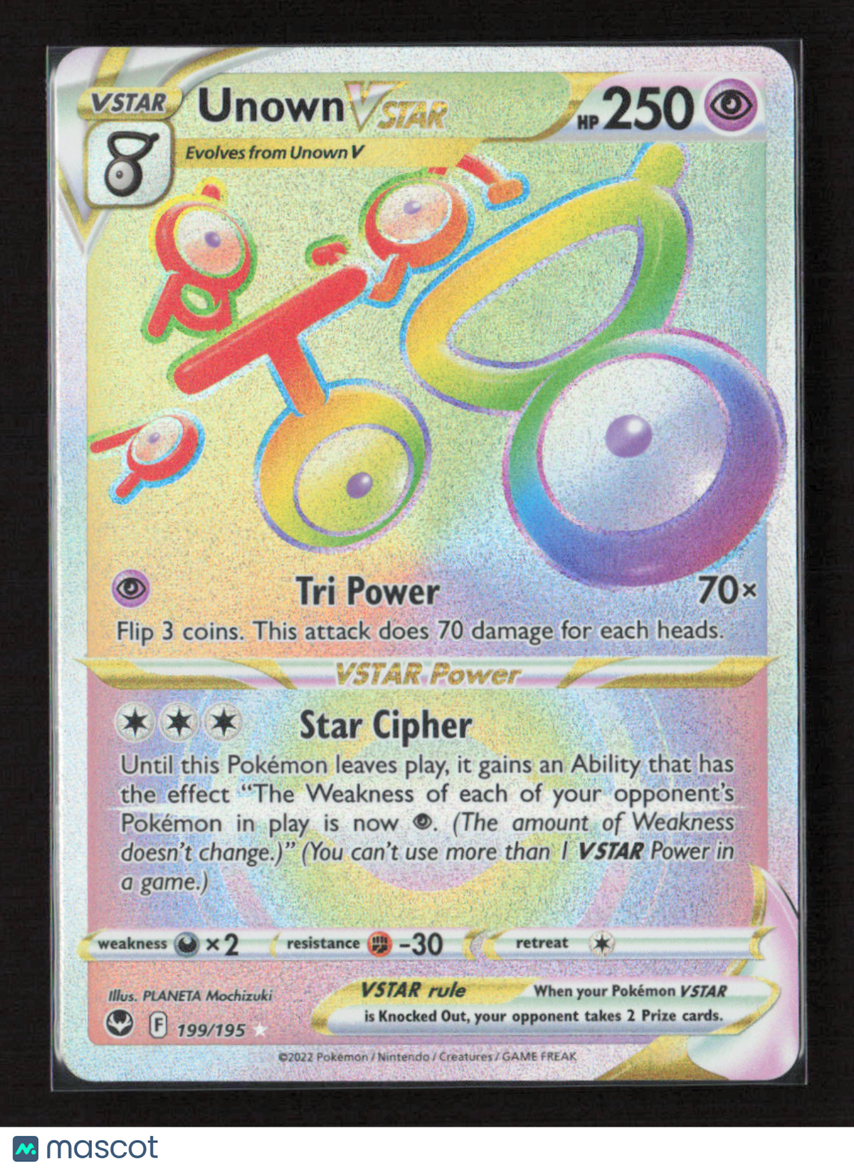 2022 Pokemon Unown VSTAR (Secret) #199/195 Secret Rare