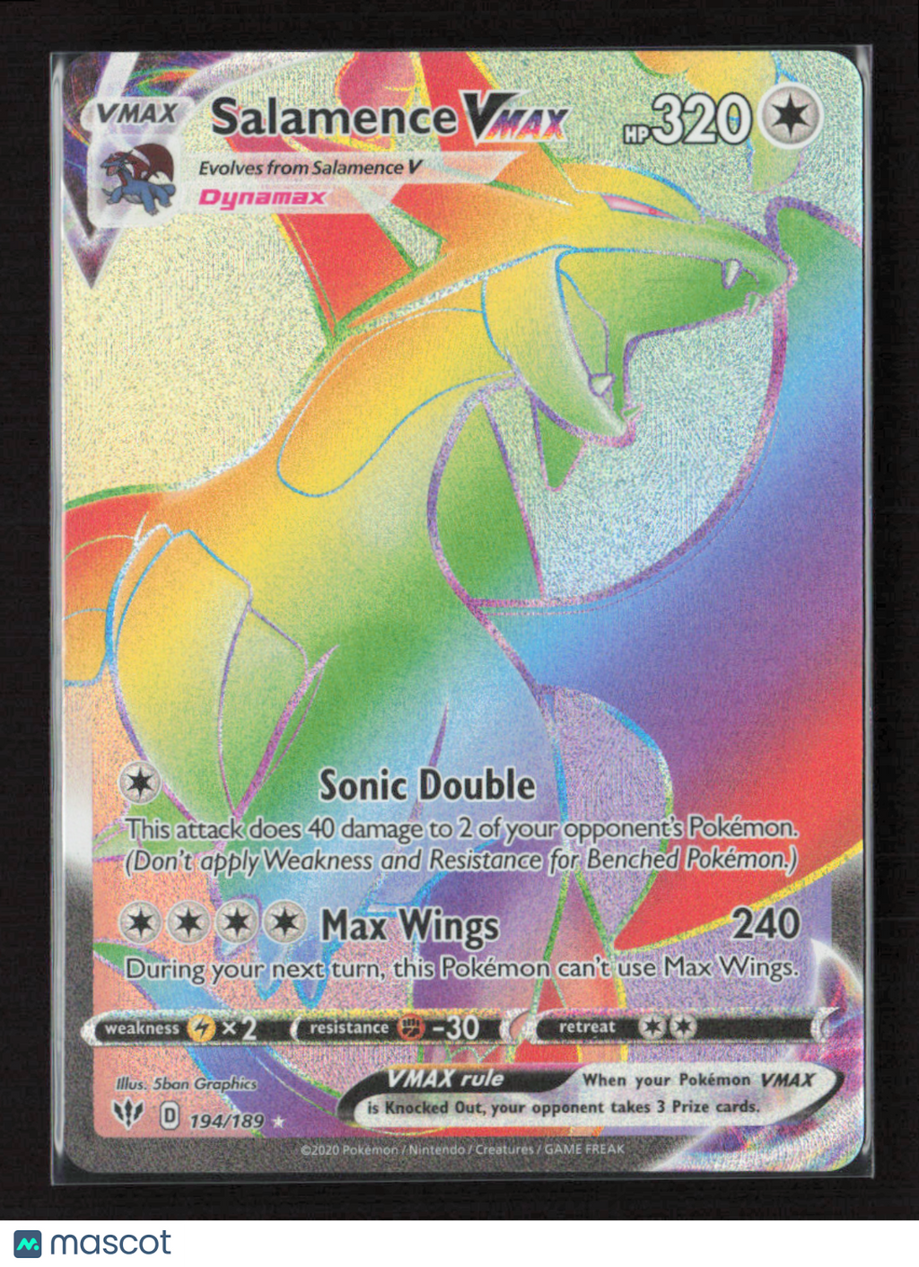 2020 Pokemon Salamence VMAX (Secret) #194/189 Secret Rare