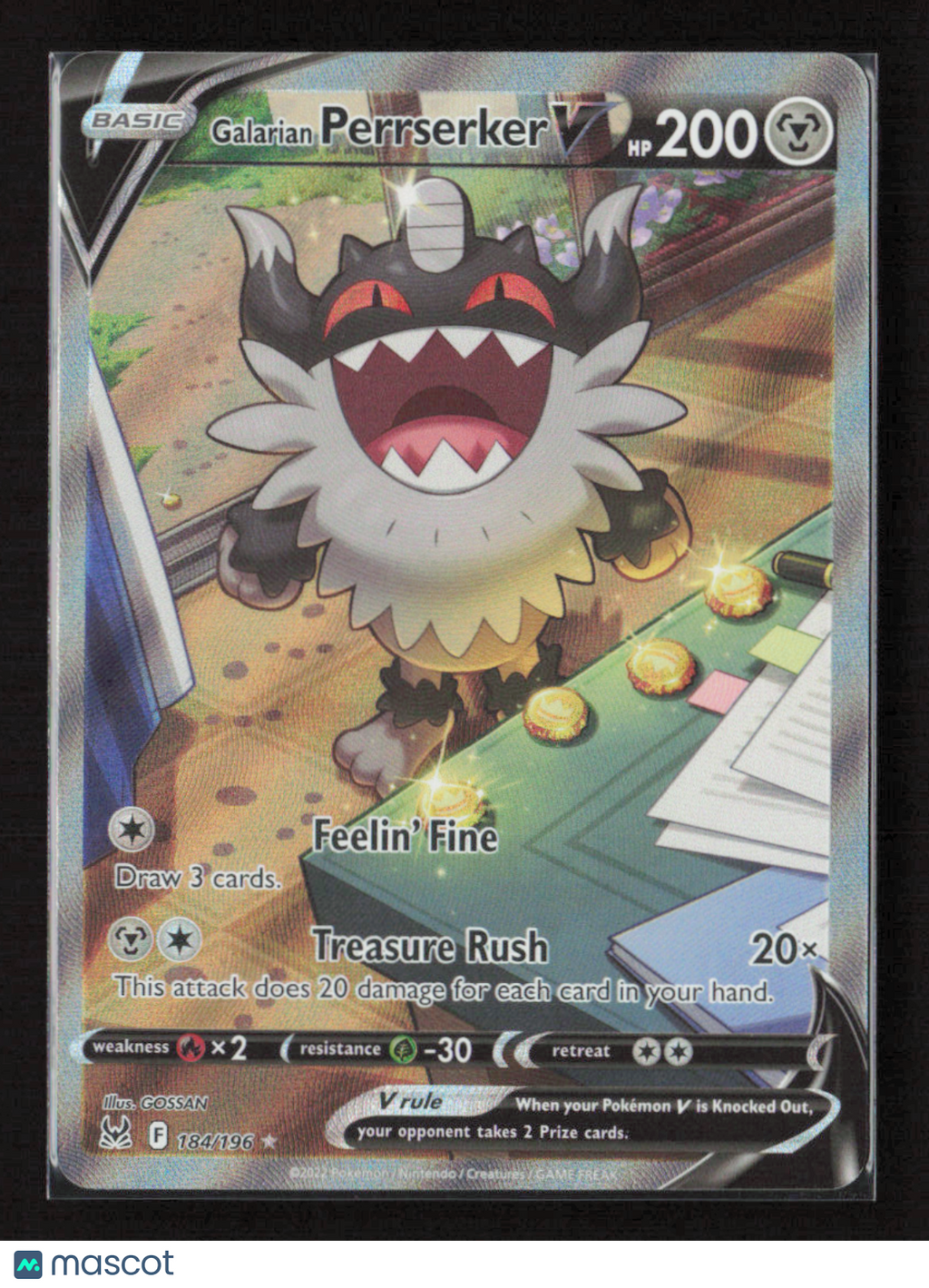 2022 Pokemon Galarian Perrserker V (Alternate Full Art) #184/196 Ultra Rare
