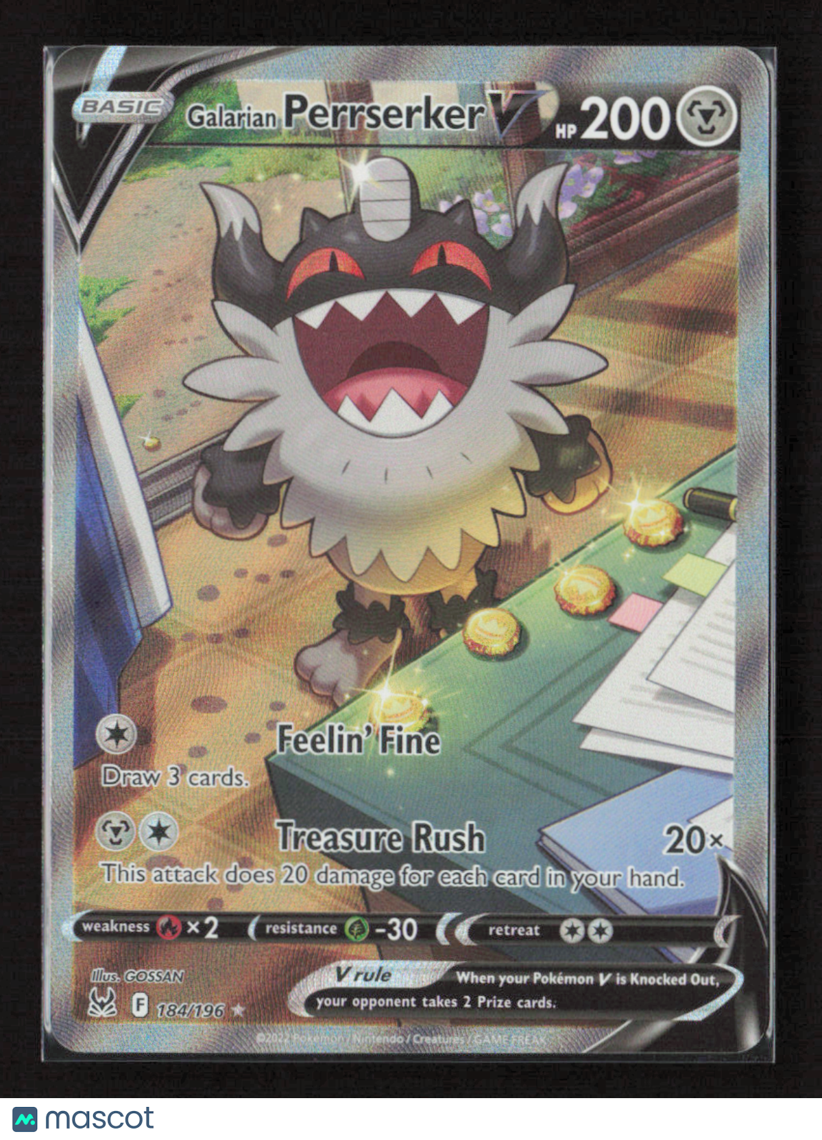 2022 Pokemon Galarian Perrserker V (Alternate Full Art) #184/196 Ultra Rare
