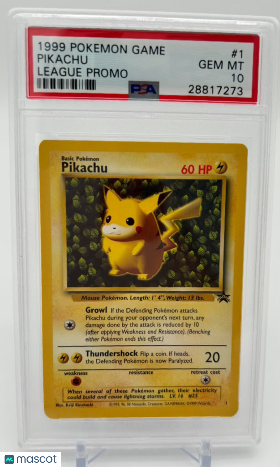 1999 Pokemon League Promo Pikachu #1 League Promo PSA 10