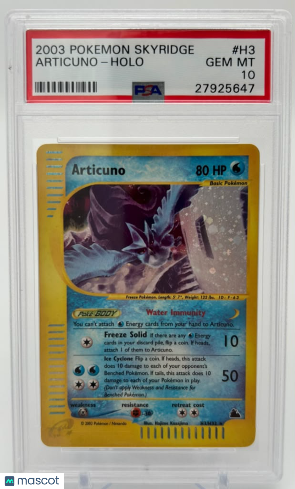 2003 Pokemon Skyridge Articuno #H3 PSA 10