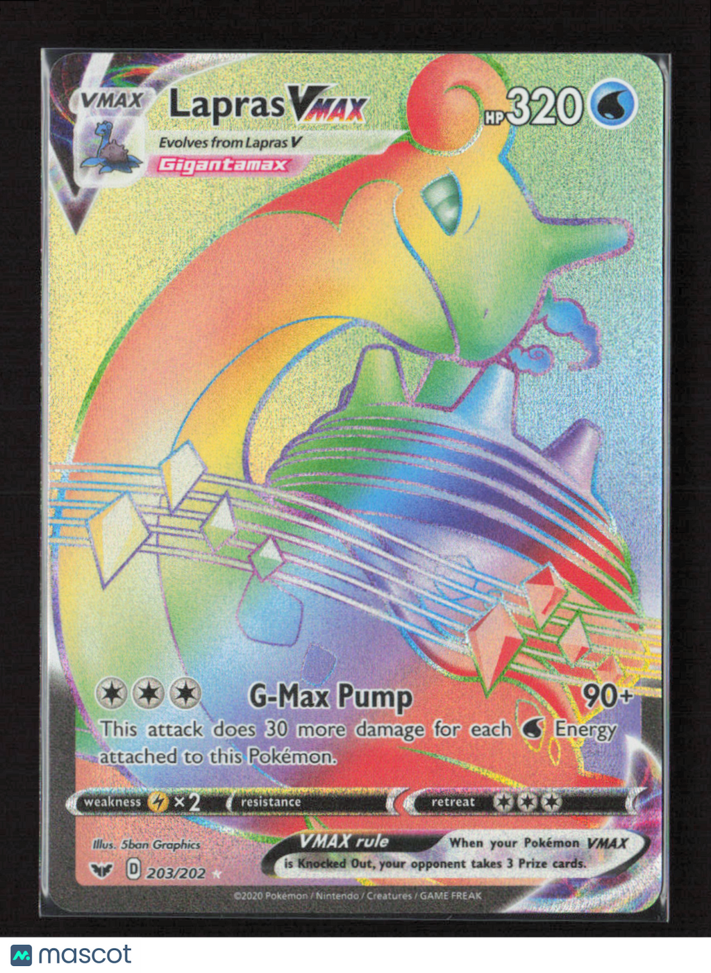 2020 Pokemon Lapras VMAX (Secret) #203/202 Secret Rare