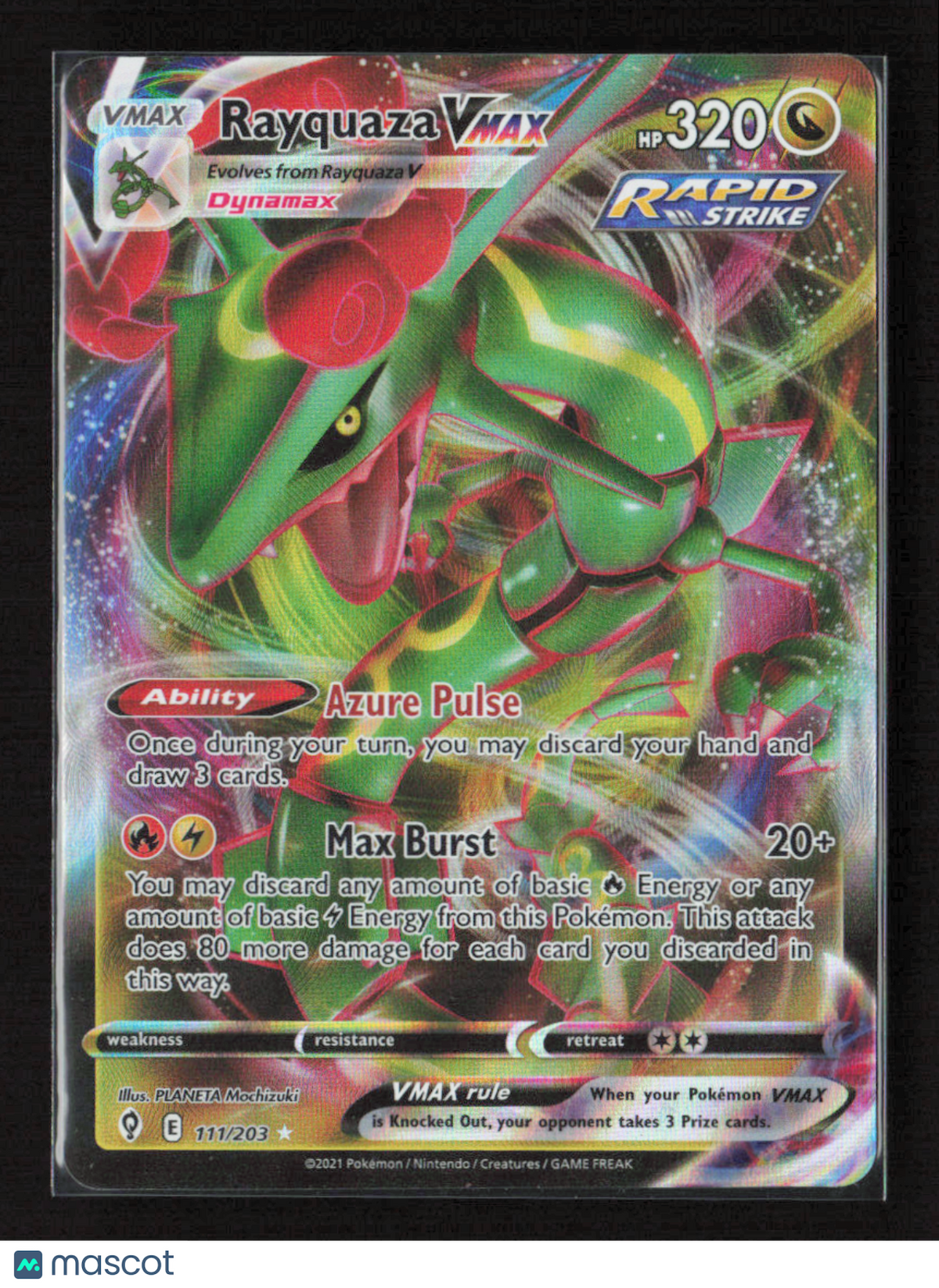 2021 Pokemon Rayquaza VMAX #111/203 Ultra Rare