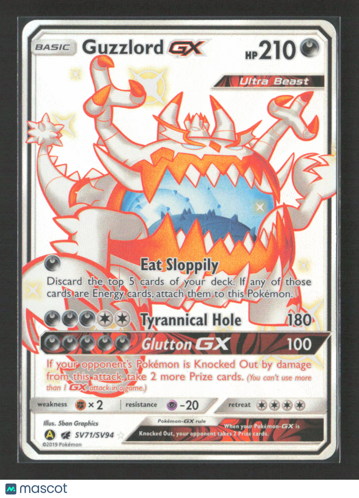 2019 Pokemon Guzzlord GX #SV71/SV94 Shiny Holo Rare