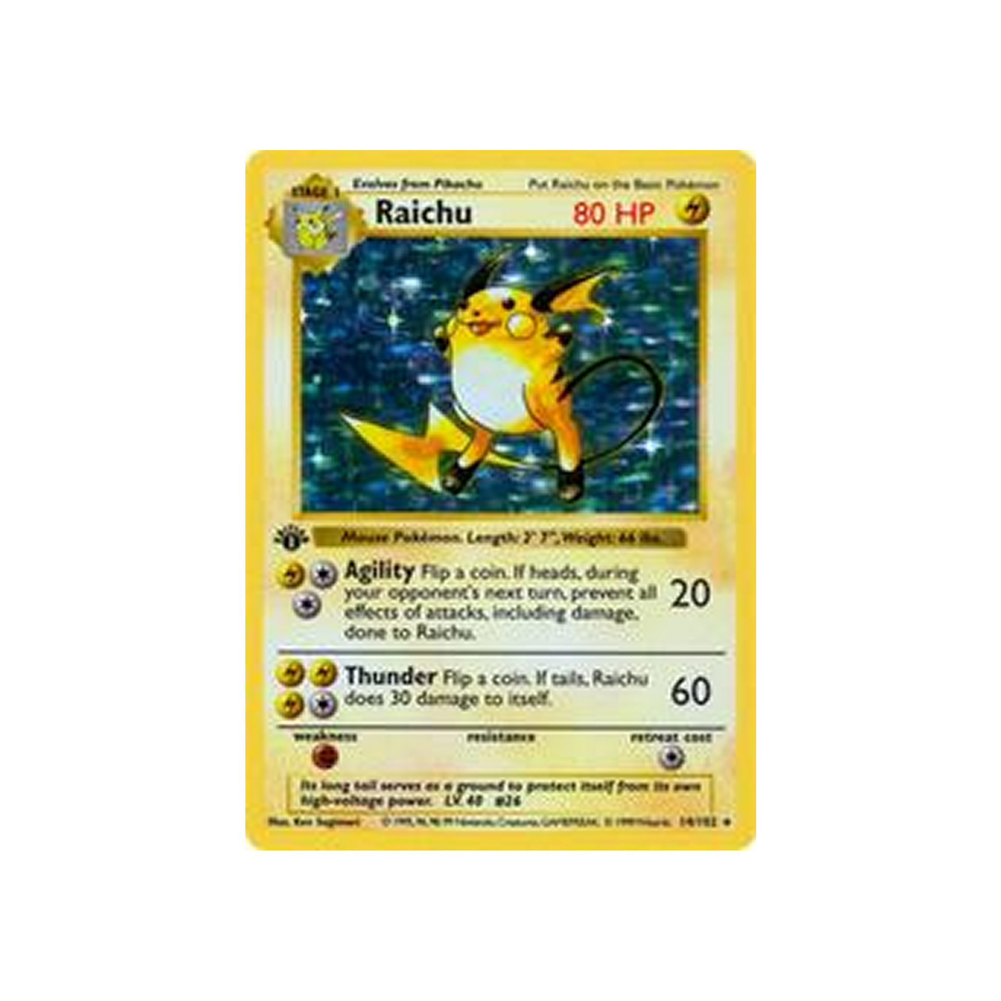 1999 Pokemon Game Raichu #14 1st Edition PSA 6