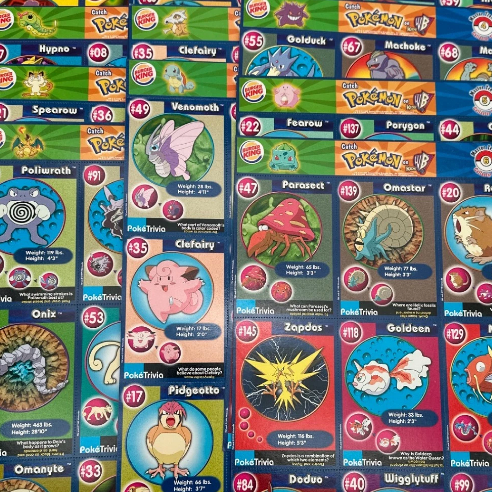 1999 Burger King Pokémon Movie Poketrivia Complete Set