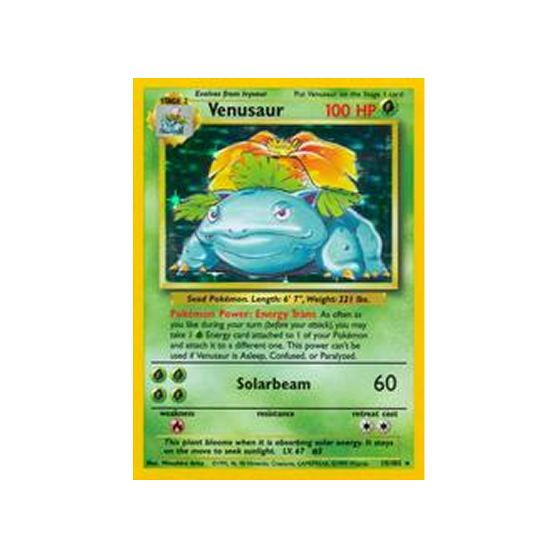 1999 Pokemon Base Unlimited Venusaur HOLO R #15 BGS 8.5