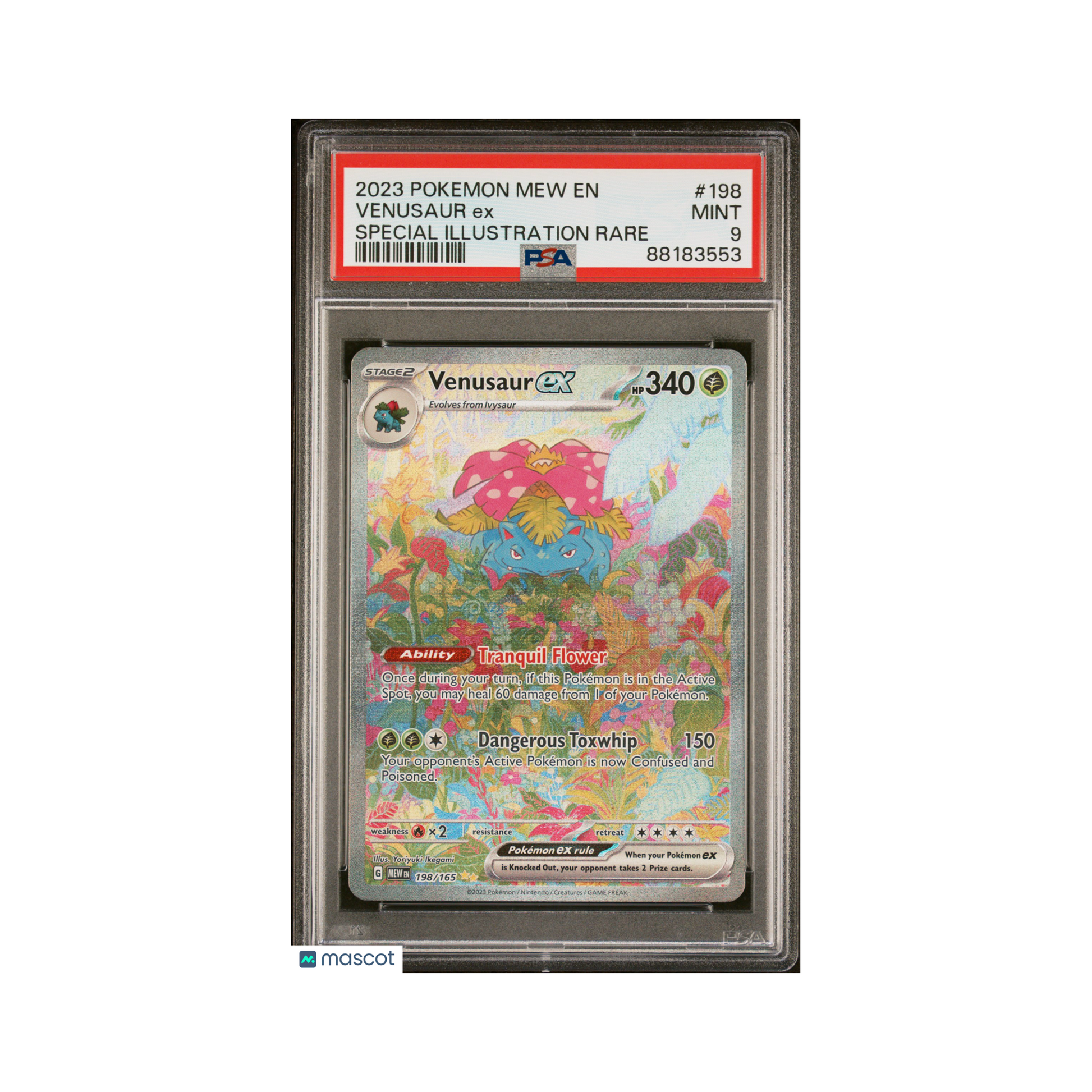 2023 Pokemon Mew EN-151 Venusaur EX #198 Special Illustration Rare PSA 9