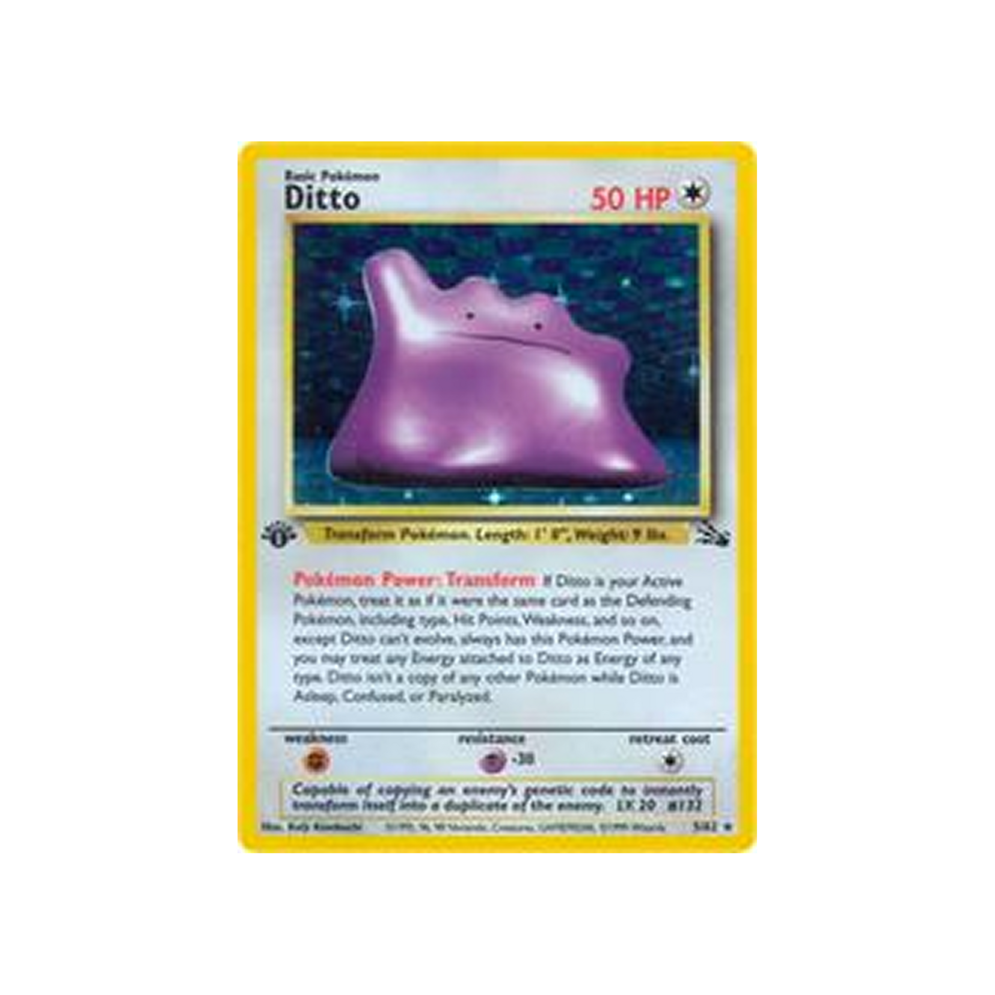 1999 Pokemon Fossil Ditto #3 1st Edition PSA 8